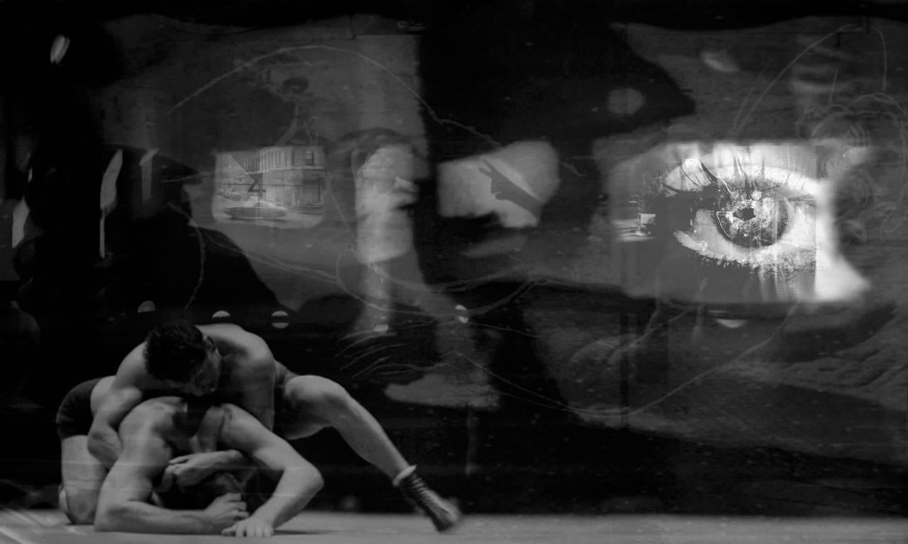 Preston Buchtel Black and White Photograph - Dada Home Movie Night