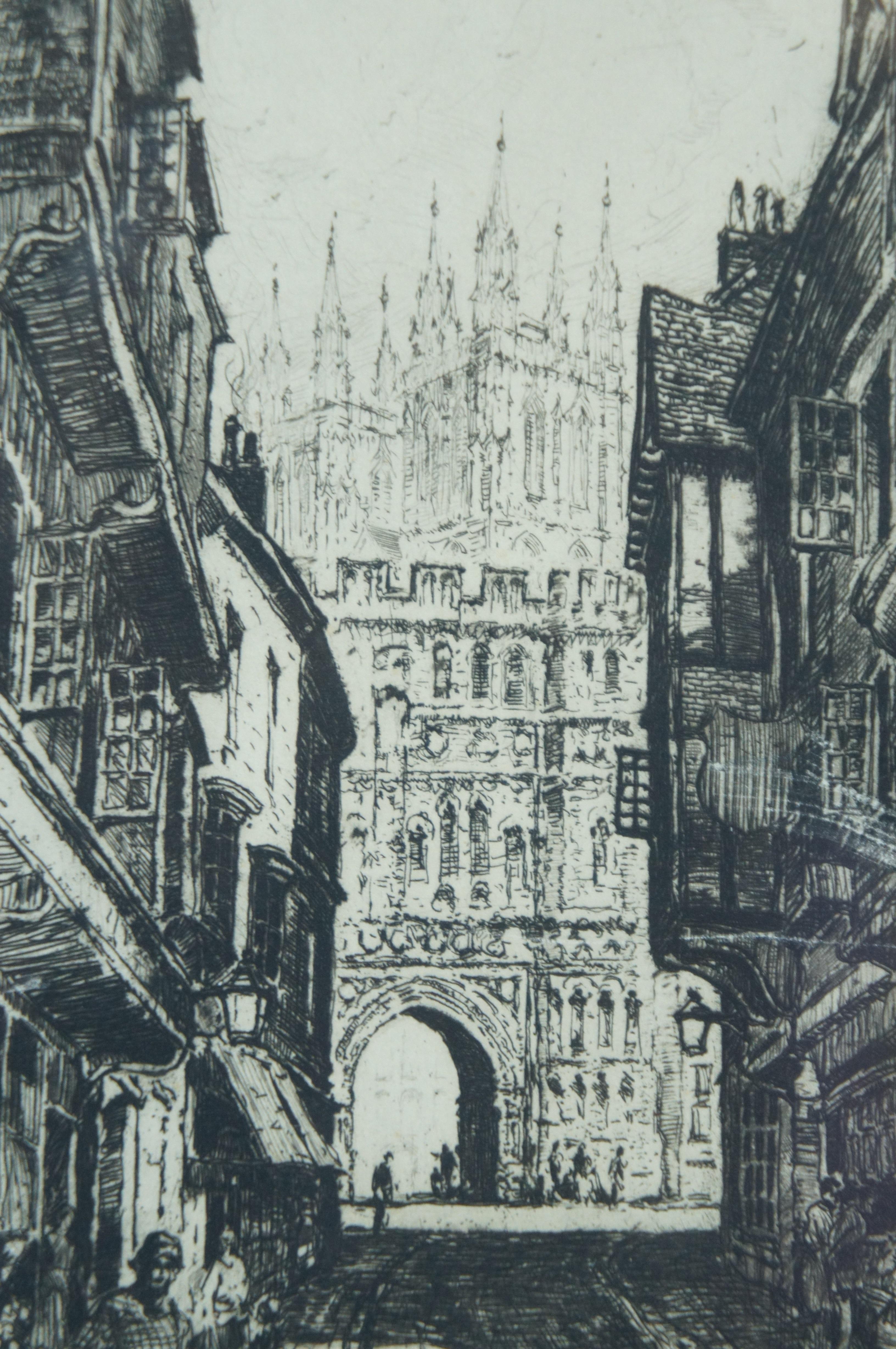 Preston Cribb Cityscape Diptych Engravings Canterbury Cathedral New Inn 23