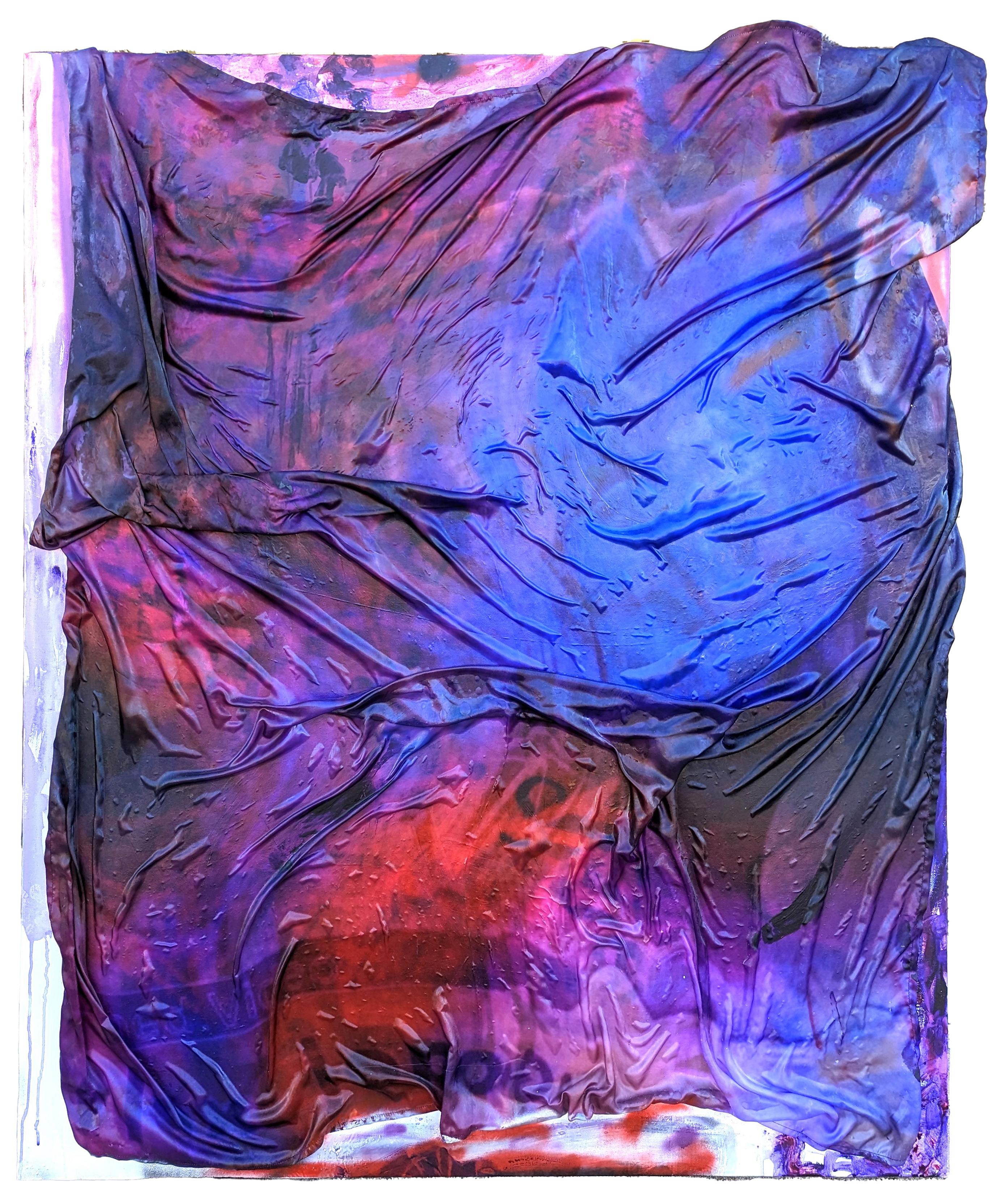 Preston Douglas Abstract Painting - "Painstation" Purple and Pink Abstract Contemporary Textured Fabric on Canvas