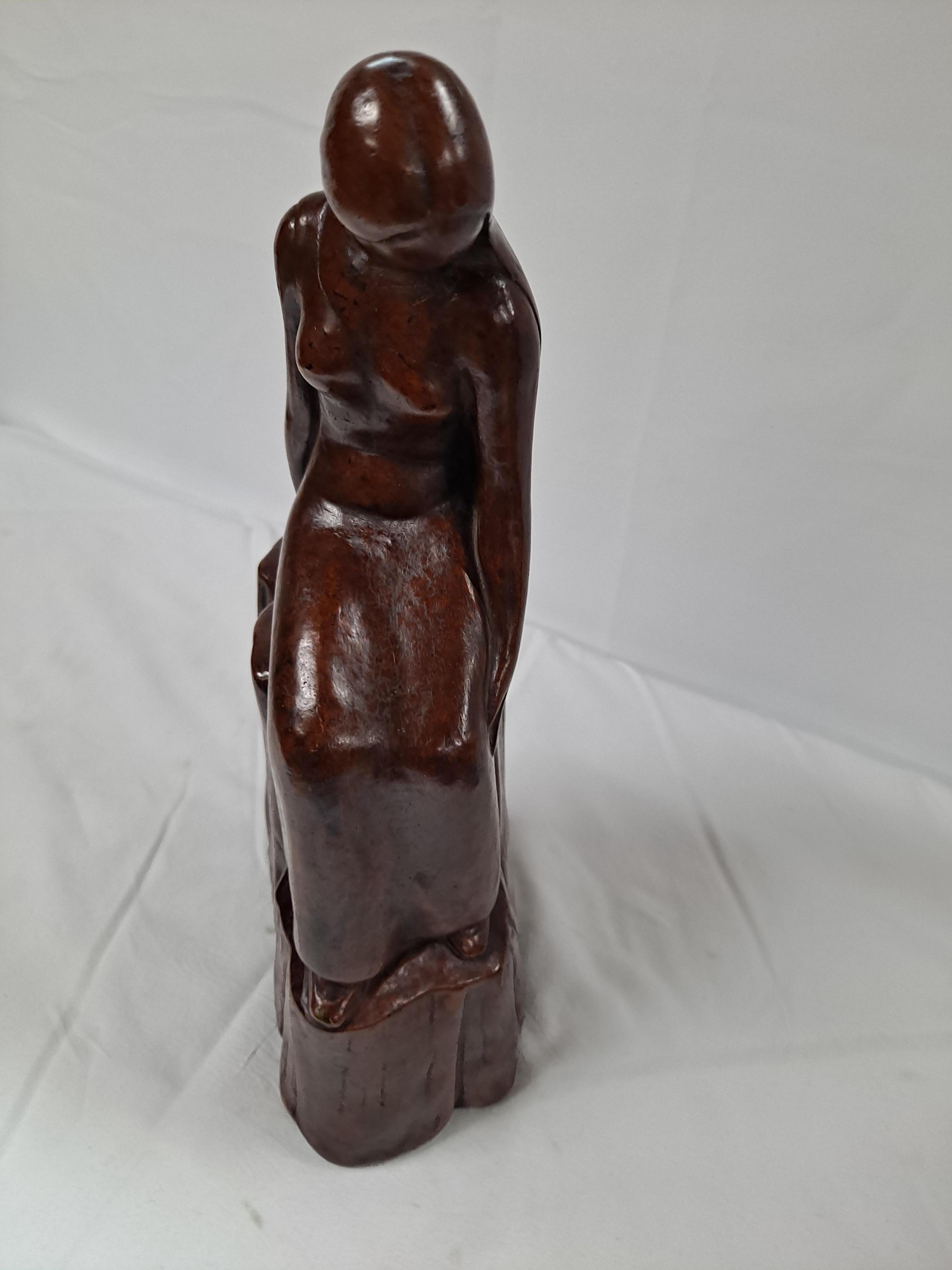 Preston L Prescott (1898-1988, American) Stone Sculpture of Seated Young Woman For Sale 4