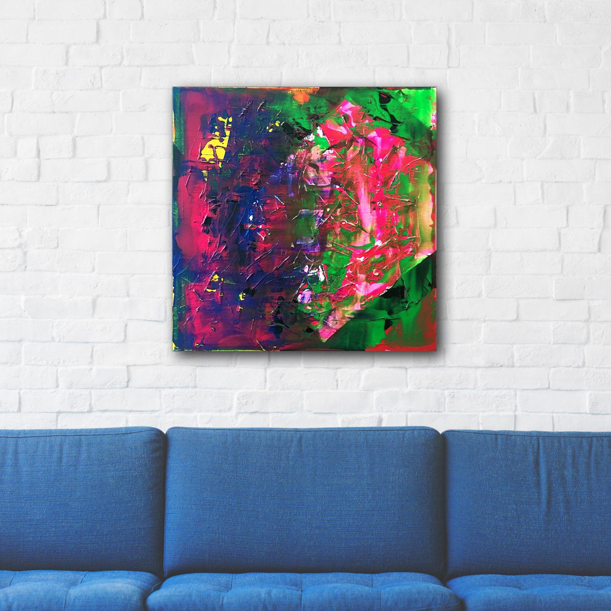 This is a gallery quality, PMS abstract acrylic painting for your home or office. It was painted with the highest quality materials and will make a statement in your space. It part of a new series and is a multi-layered acrylic piece that is