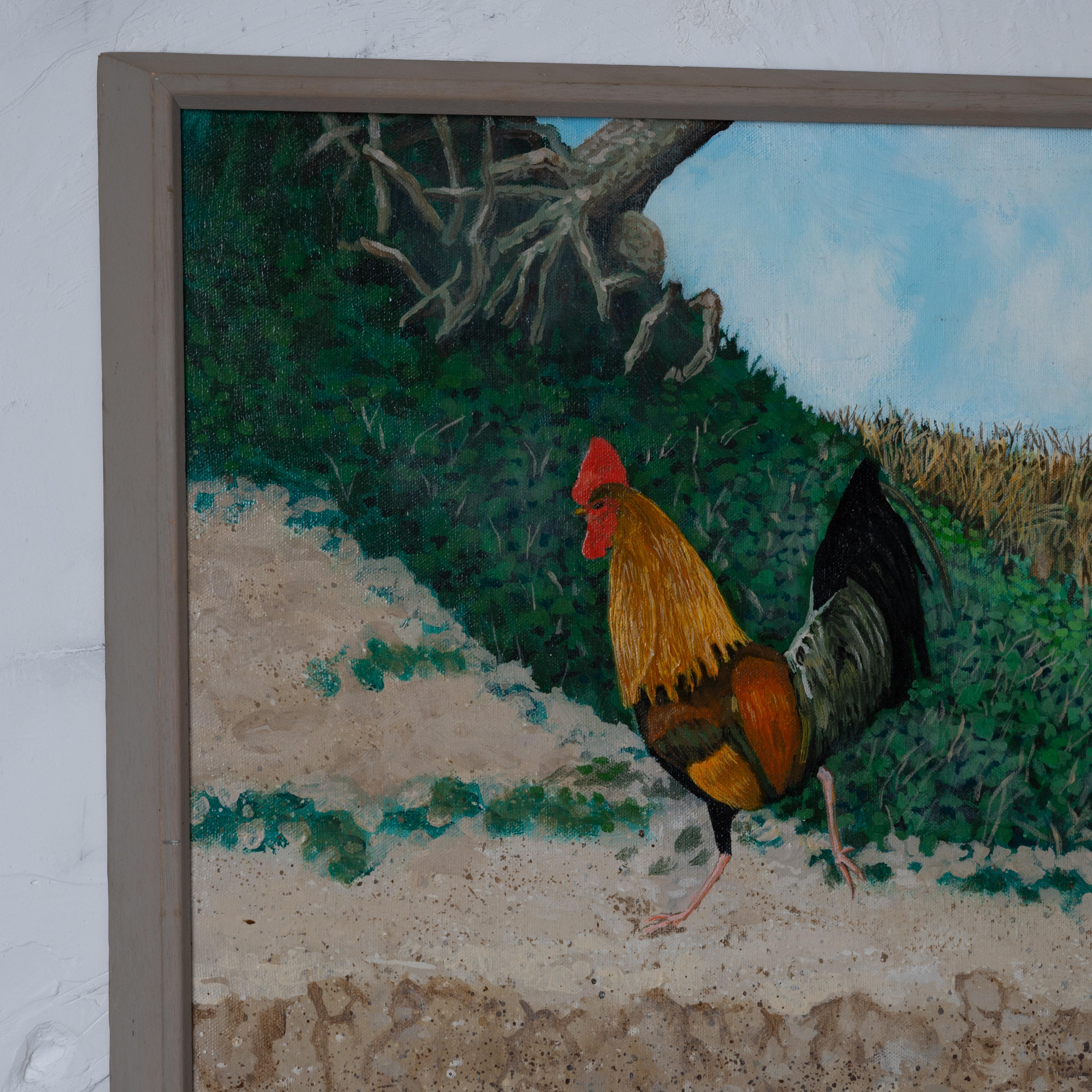 American Preston Russell - Chicken on a Bluff, Oil on Canvas