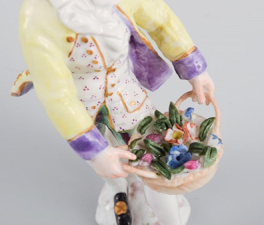 Presumably German Porcelain Figure, Man with Flower Basket, 19th C For Sale 2