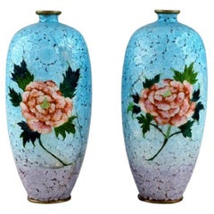 Presumably Limoges, a Pair of Bronze Vases with Beautiful Enamel Work