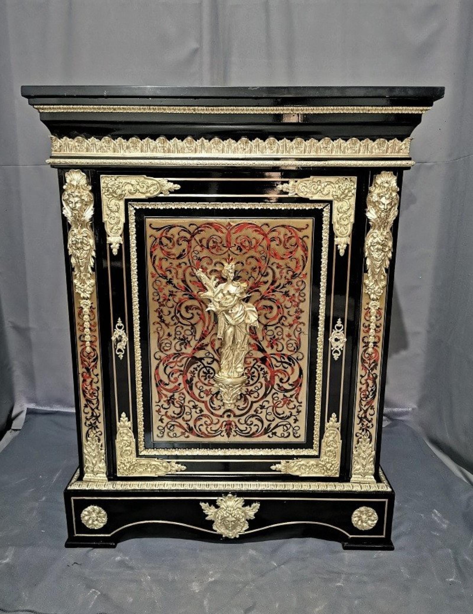 French Pretot Cabinet Napoleon III in Boulle Marquetry, France, 19th Century