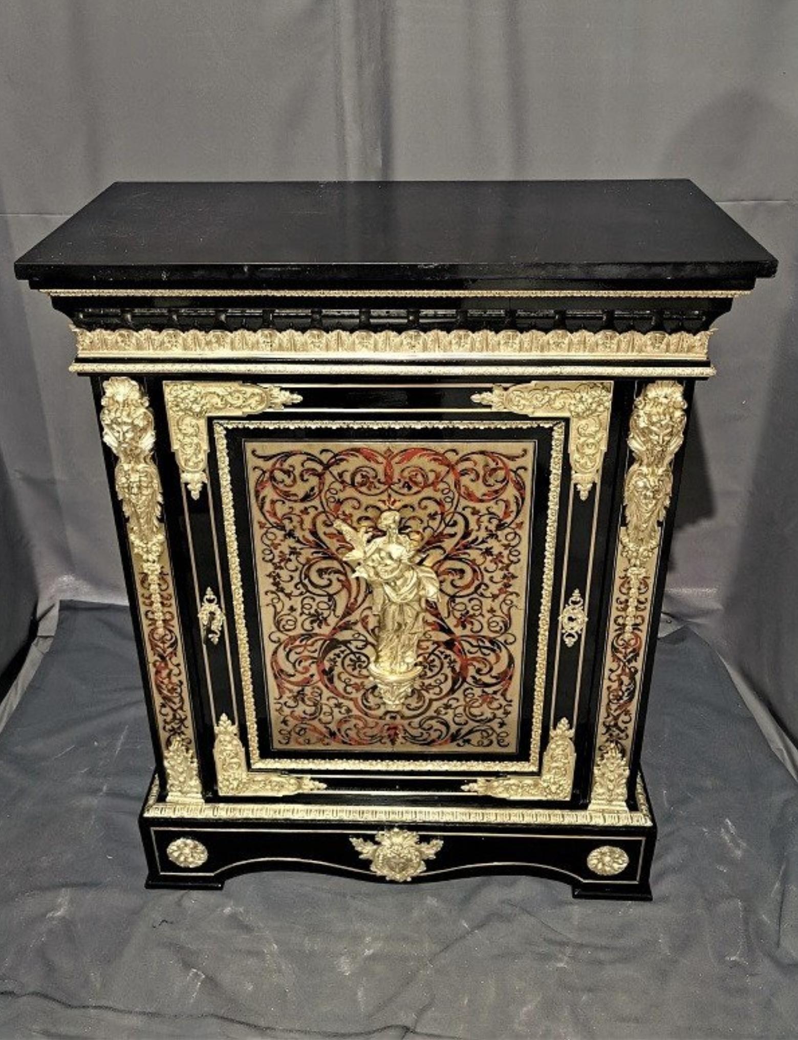 Blackened Pretot Cabinet Napoleon III in Boulle Marquetry, France, 19th Century