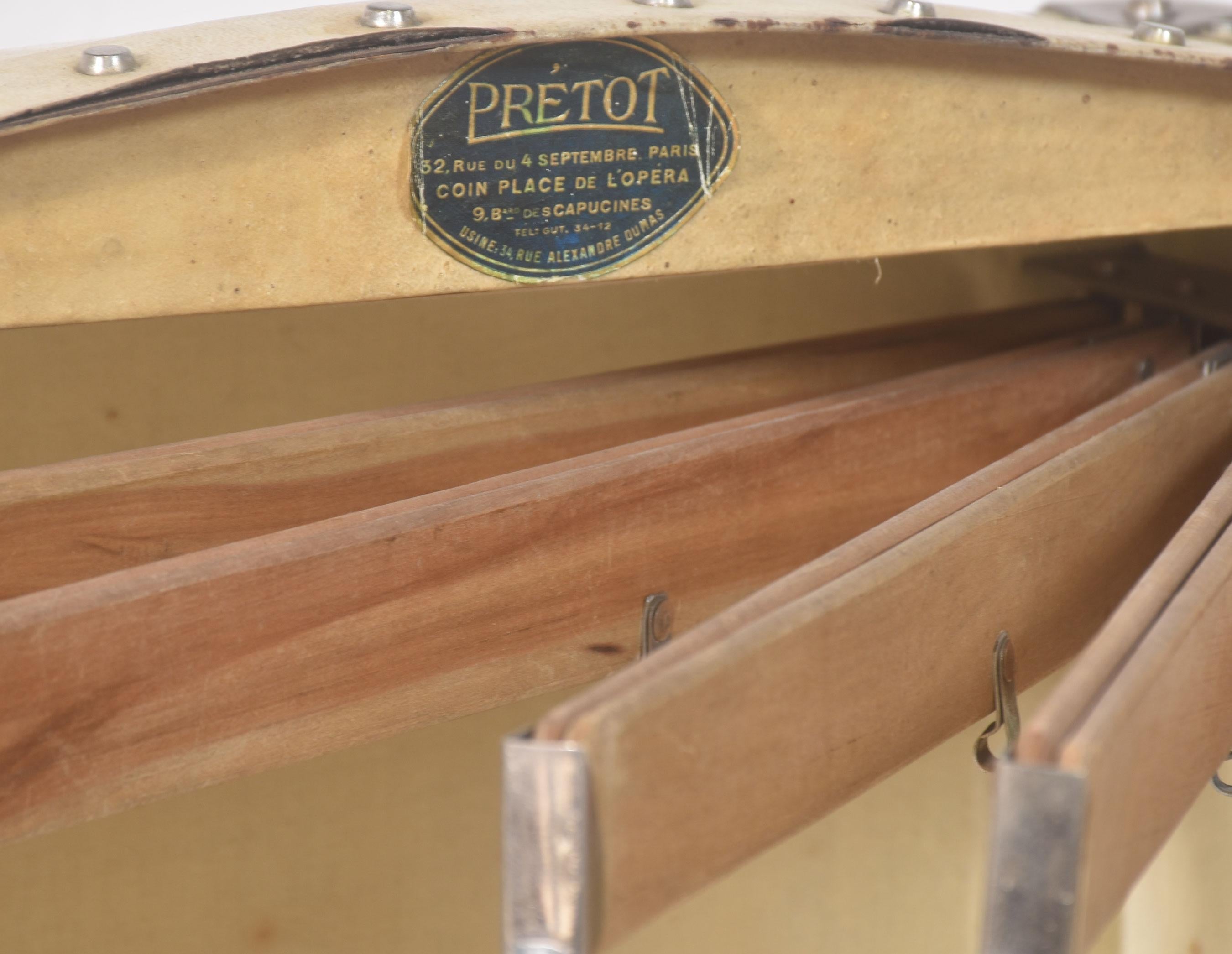 French Pretot Paris leather traveling trunk For Sale