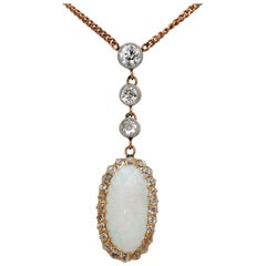 Antique Prettiest Edwardian 6.00 Carat Harlequin Opal and Diamond Necklace