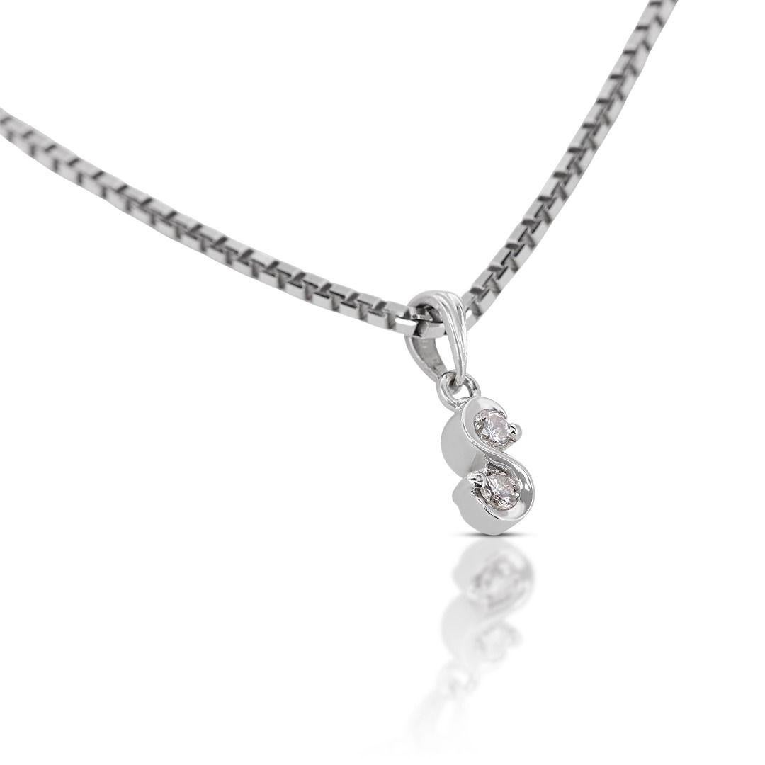 Round Cut Pretty 0.06ct Round Brilliant Two-Stoned Diamond Pendant - Chain not included For Sale