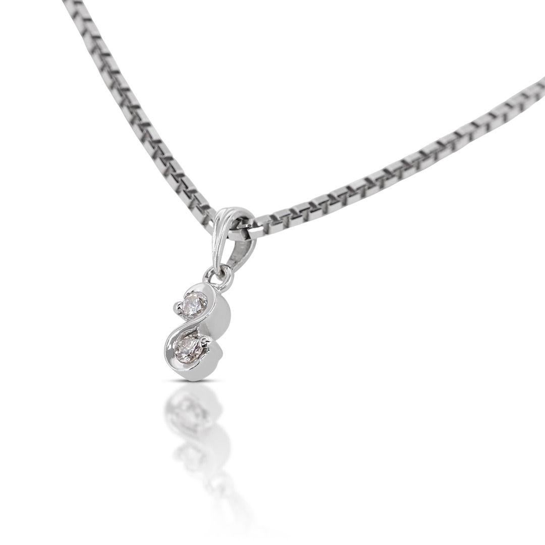 Pretty 0.06ct Round Brilliant Two-Stoned Diamond Pendant - Chain not included In New Condition For Sale In רמת גן, IL