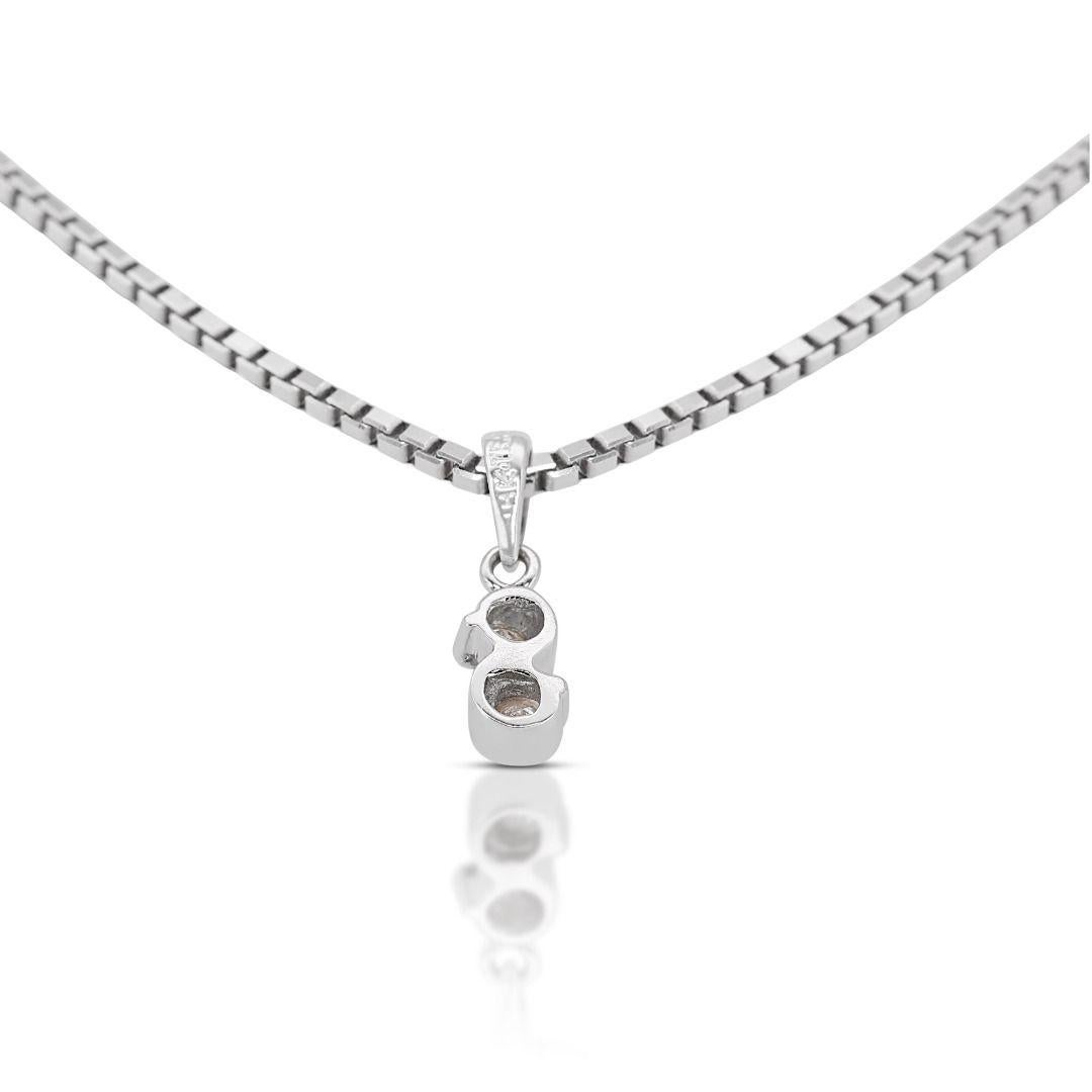Pretty 0.06ct Round Brilliant Two-Stoned Diamond Pendant - Chain not included For Sale 1