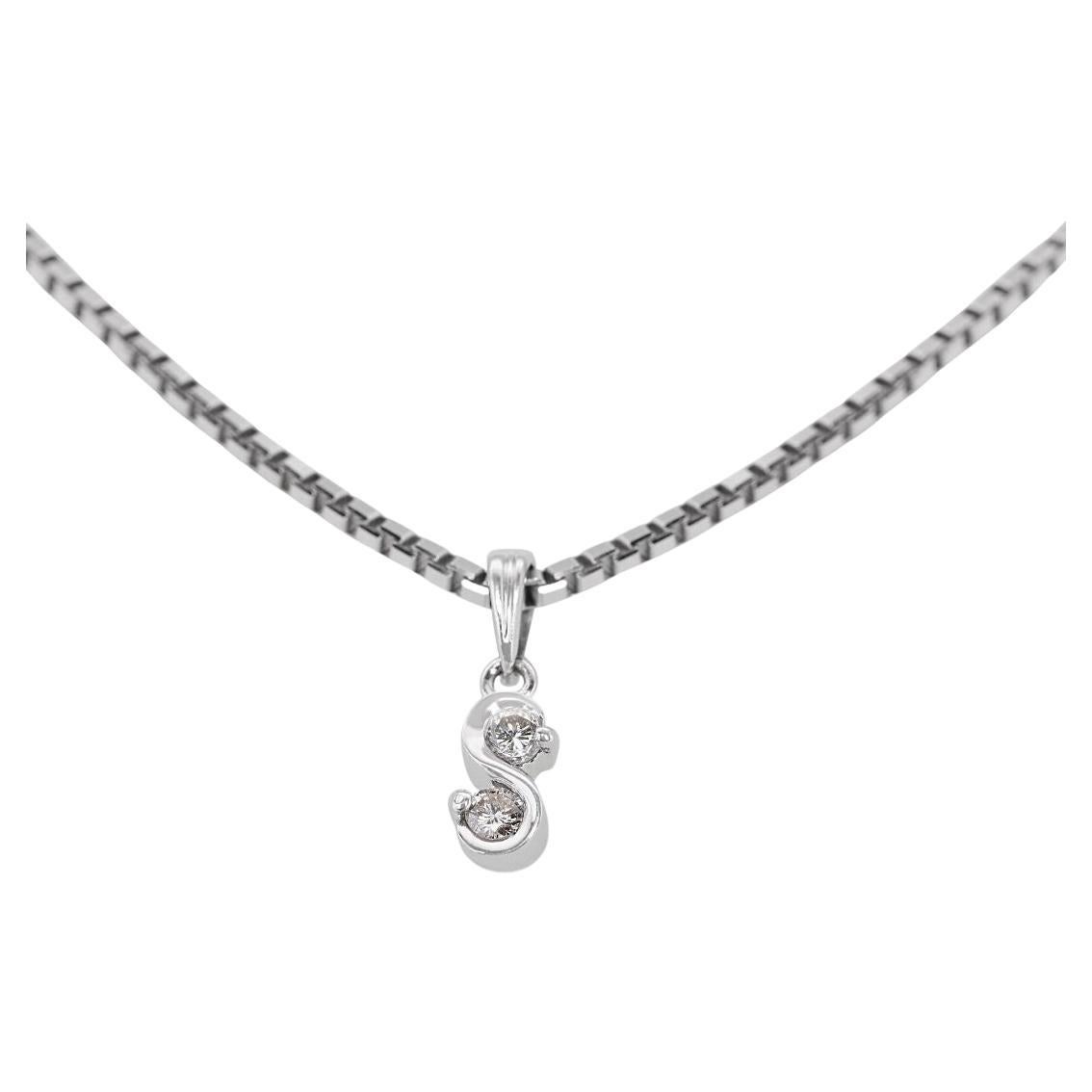 Pretty 0.06ct Round Brilliant Two-Stoned Diamond Pendant - Chain not included For Sale