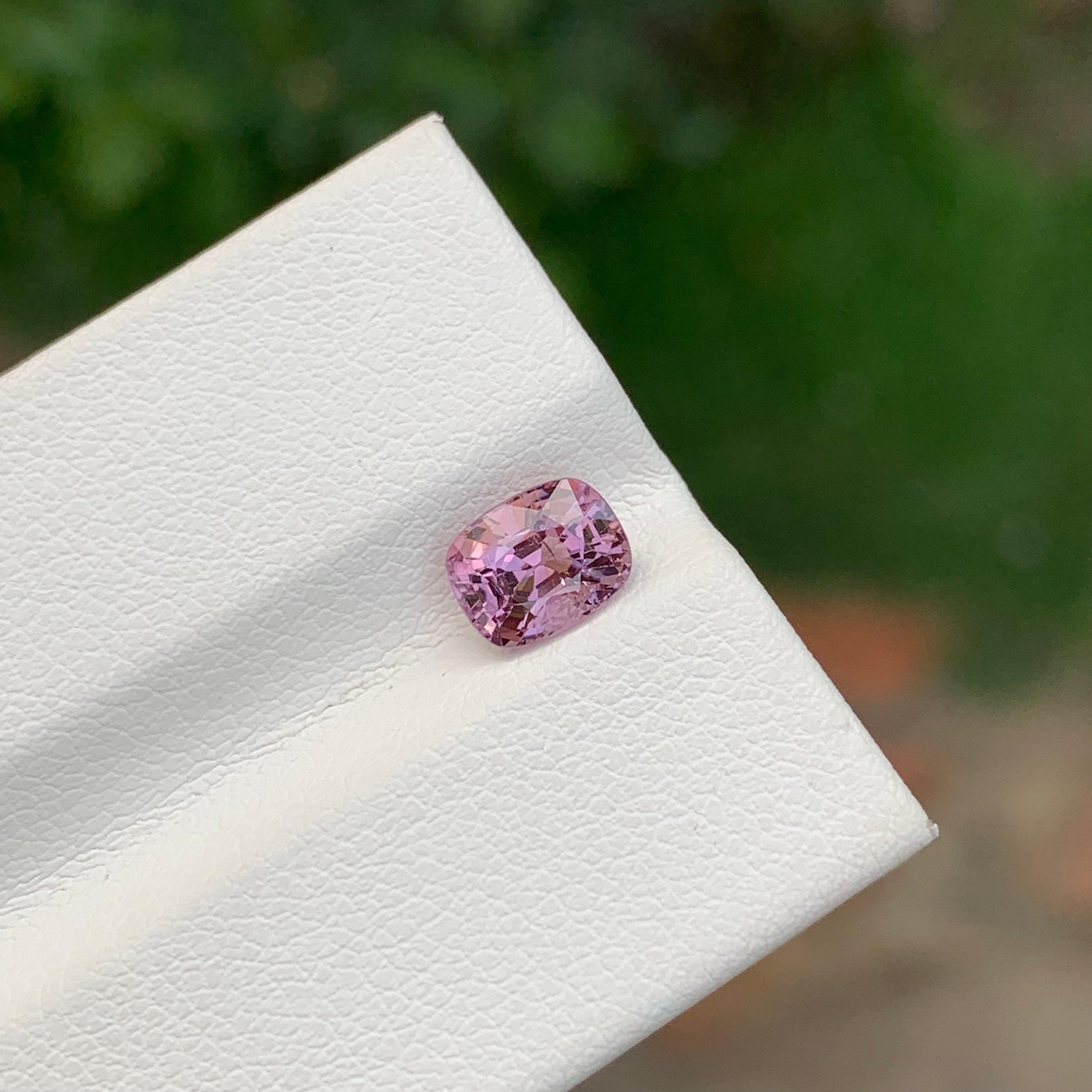 Arts and Crafts Pretty 1.20 Carat Natural Purplish Pink Loose Spinel Cushion Shape From Myanmar For Sale