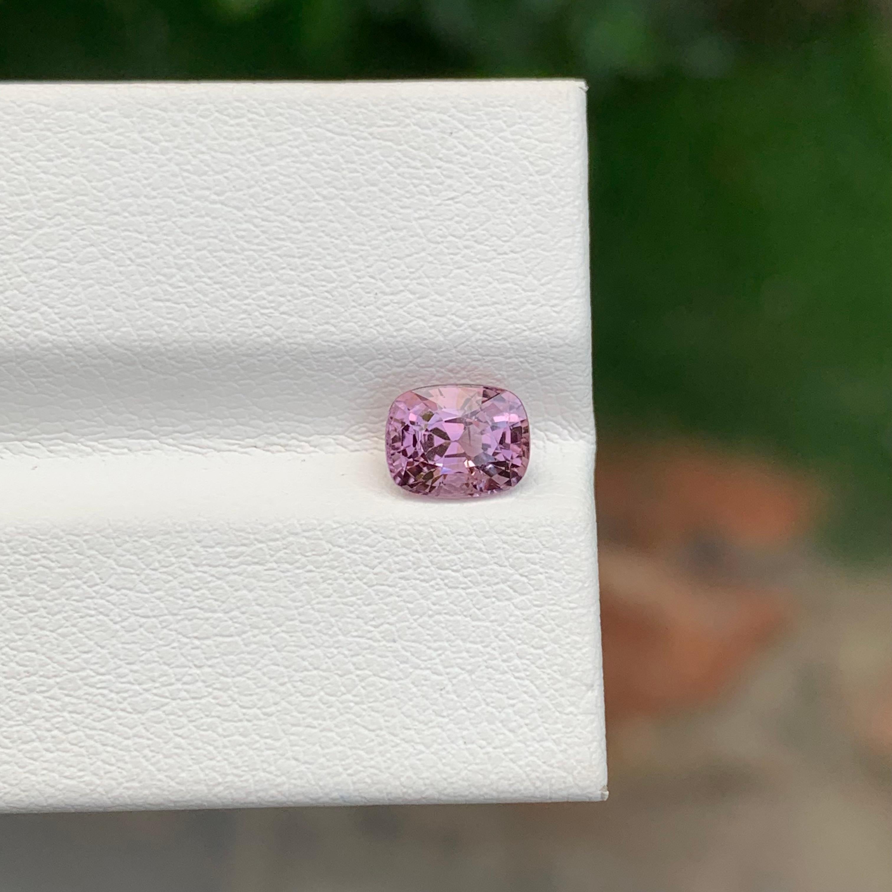 Women's or Men's Pretty 1.20 Carat Natural Purplish Pink Loose Spinel Cushion Shape From Myanmar For Sale