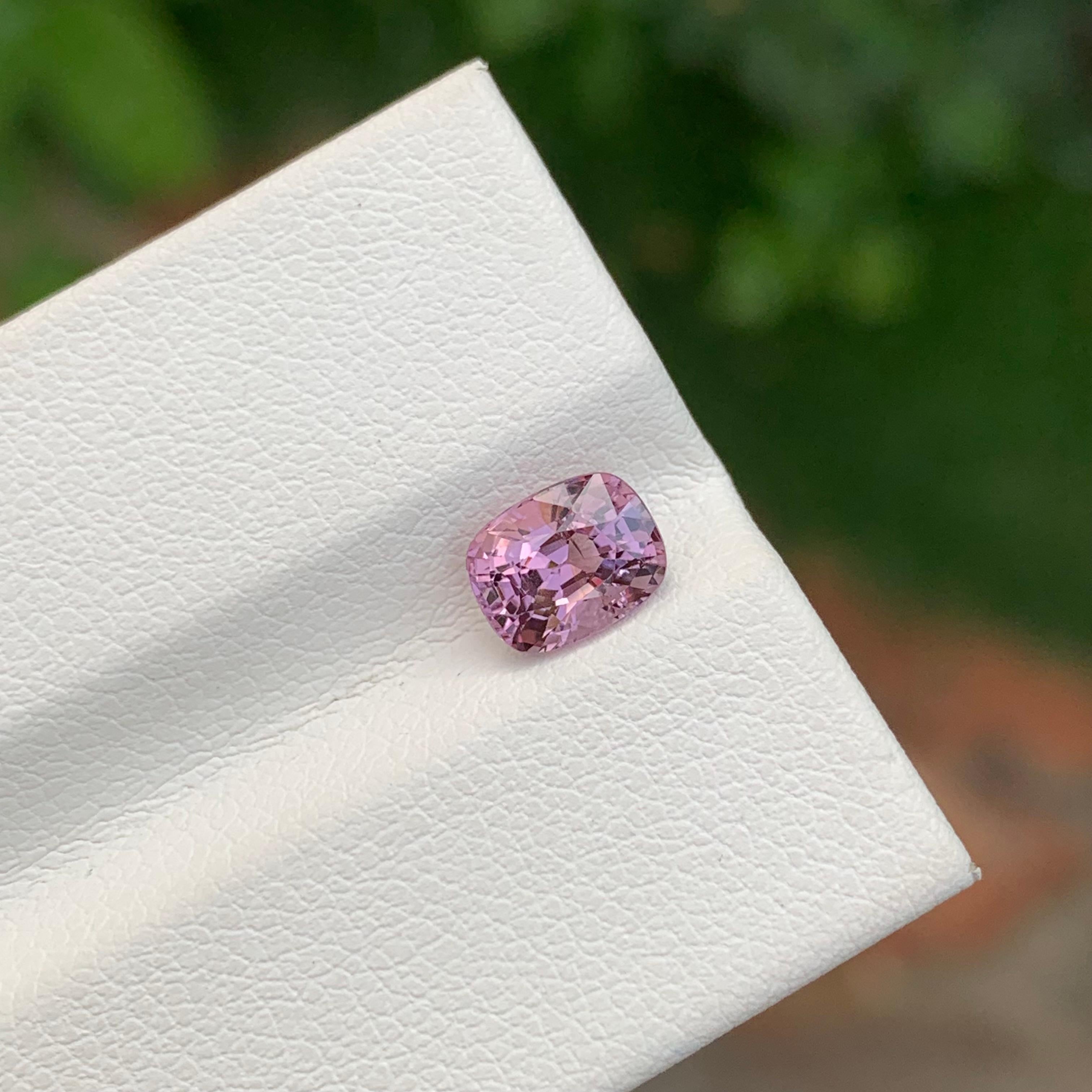 Pretty 1.20 Carat Natural Purplish Pink Loose Spinel Cushion Shape From Myanmar For Sale 2