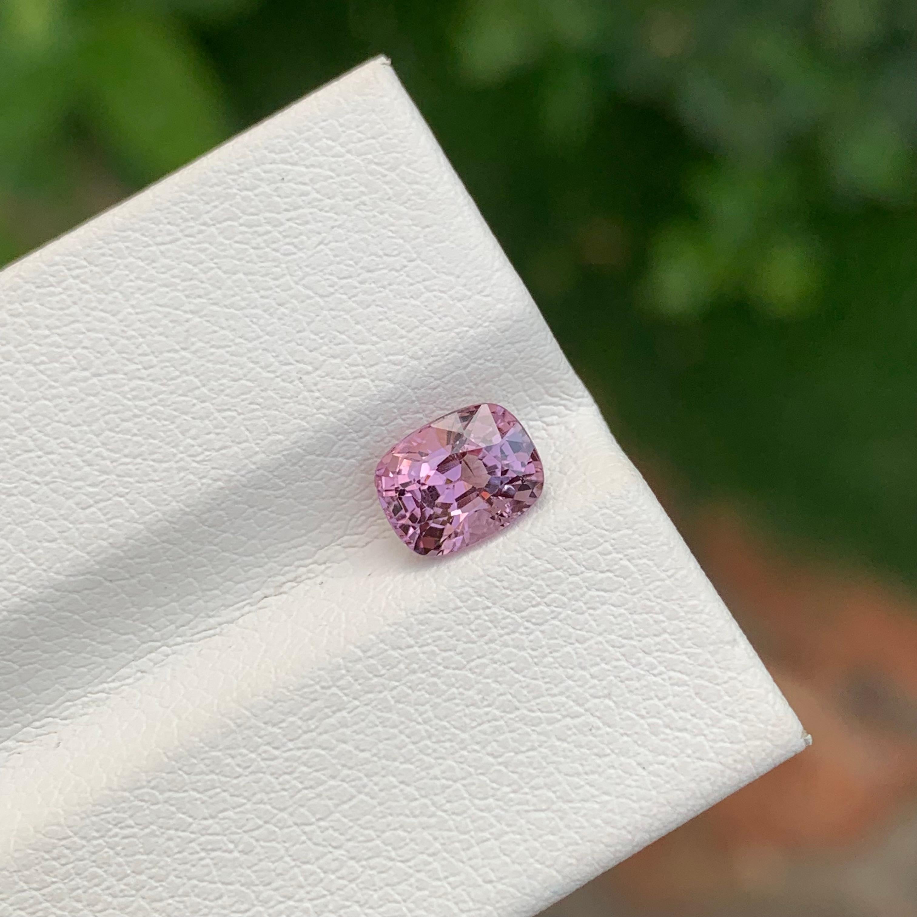 Pretty 1.20 Carat Natural Purplish Pink Loose Spinel Cushion Shape From Myanmar For Sale 3