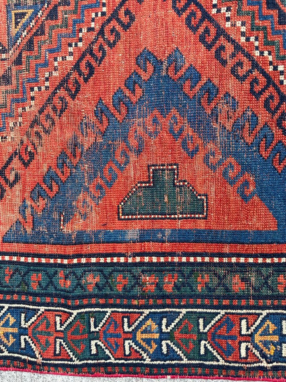 Bonita alfombra kazaka caucásica del siglo XIX en venta 7