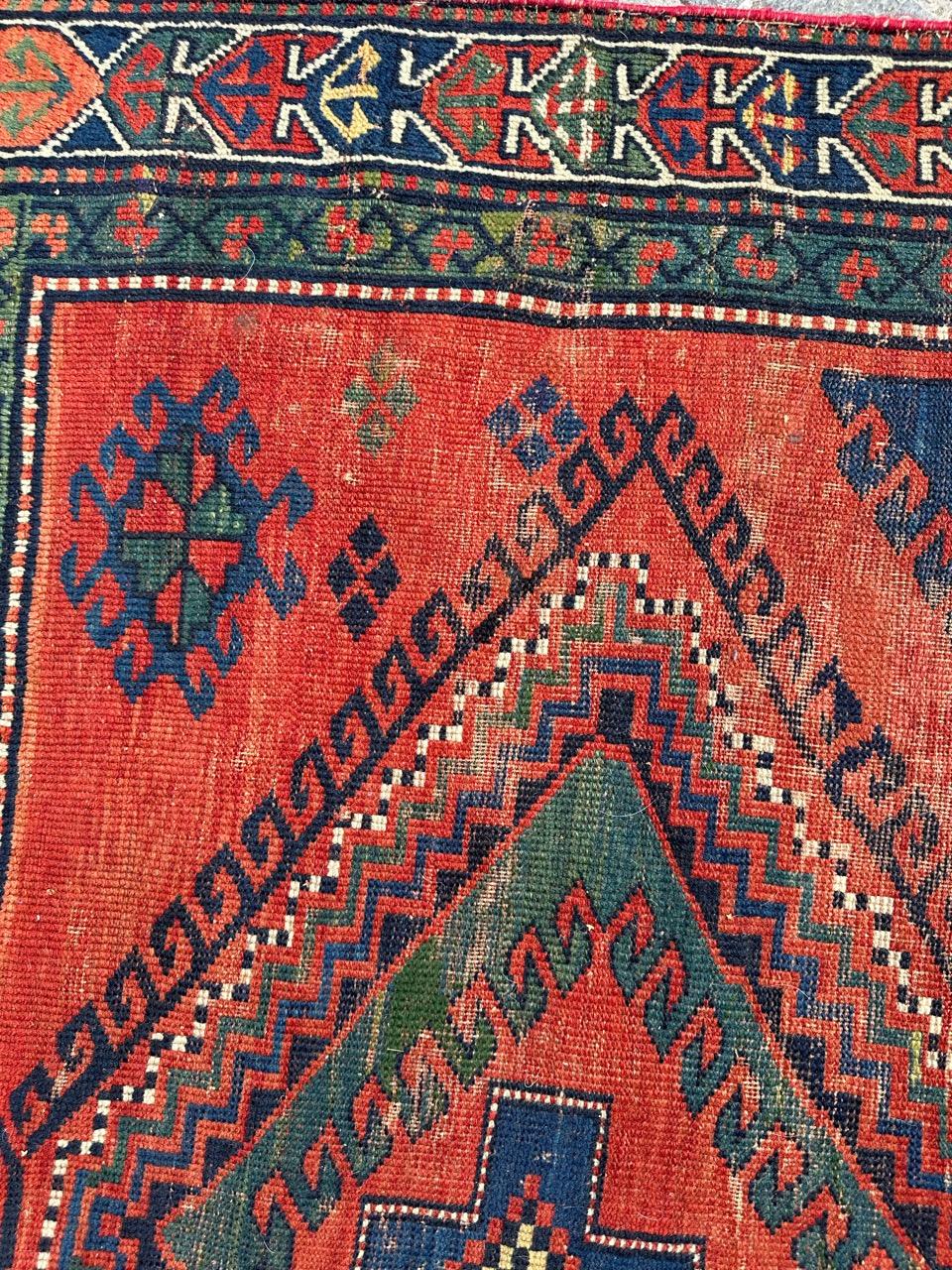 Bonita alfombra kazaka caucásica del siglo XIX en venta 2