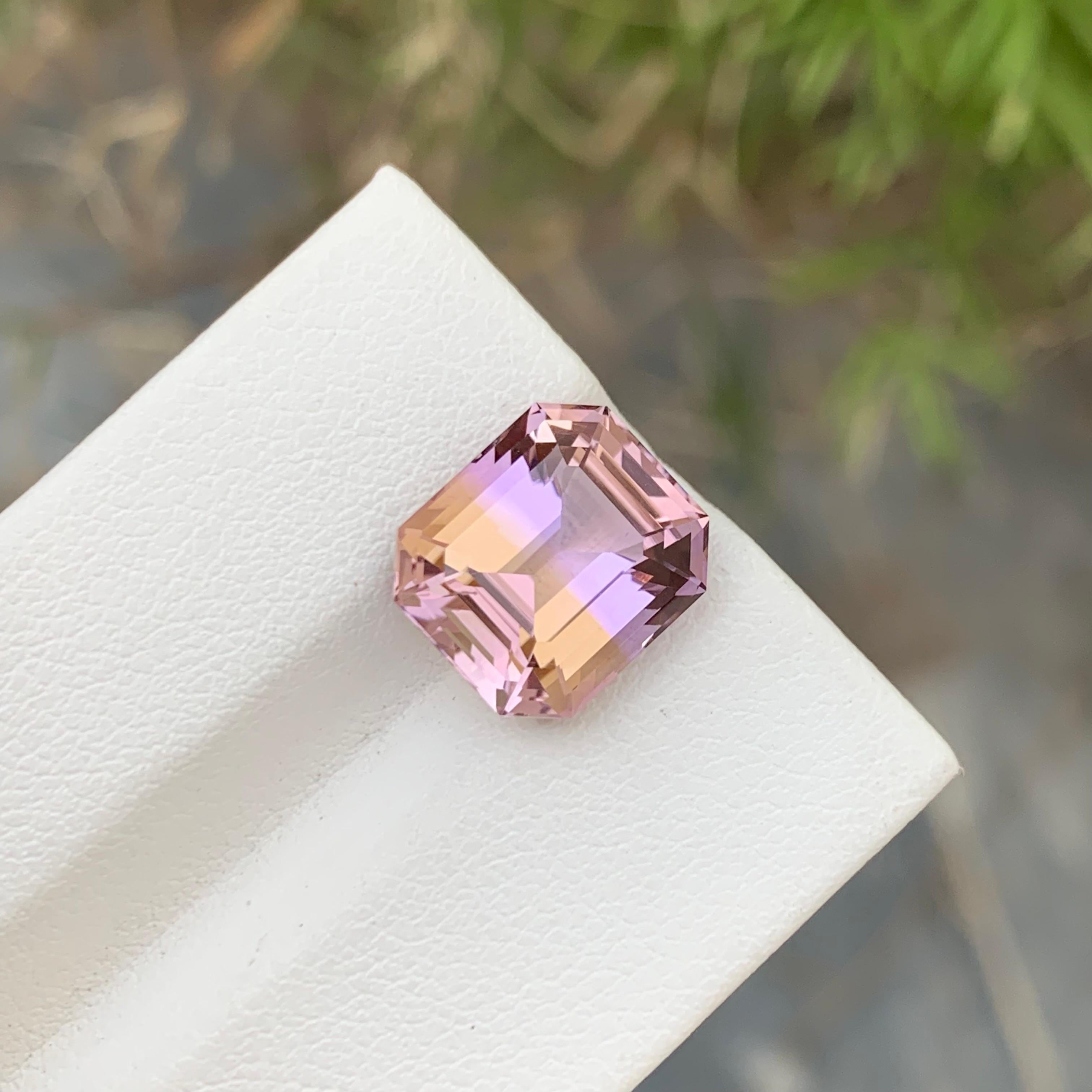 Pretty 5.95 Carat Natural Loose Ametrine Trystine Asscher Shape Gem For Ring For Sale 4