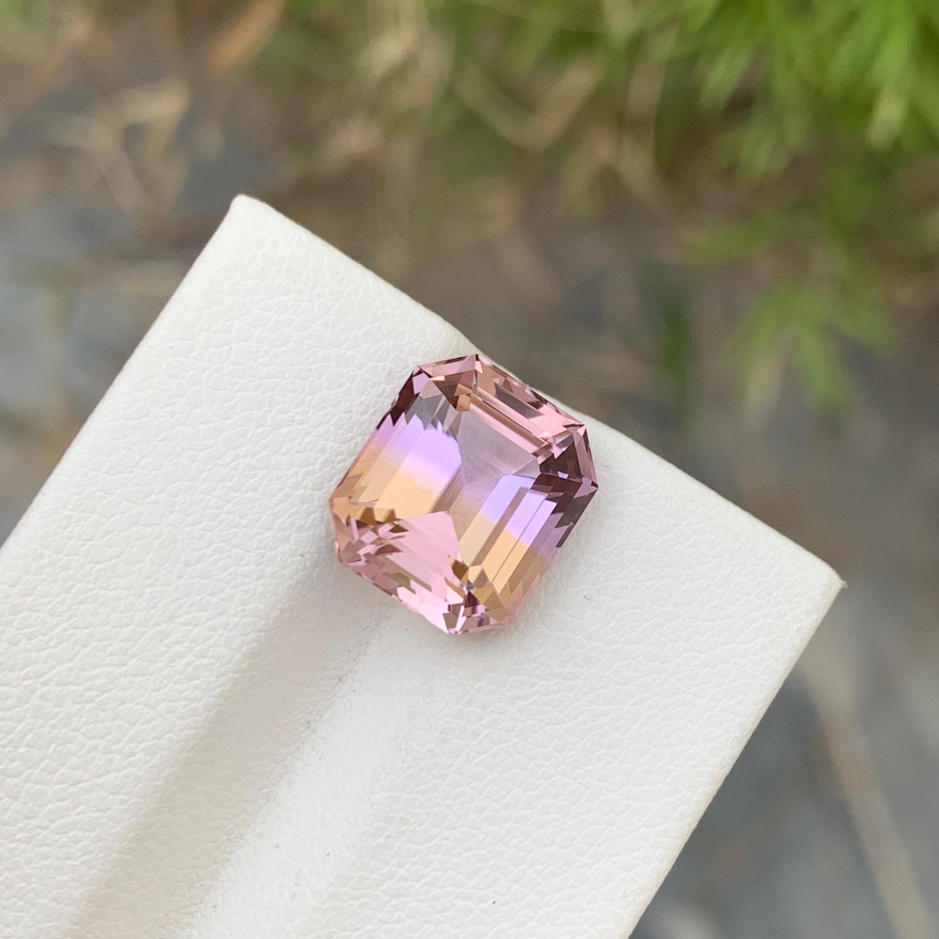 Pretty 5.95 Carat Natural Loose Ametrine Trystine Asscher Shape Gem For Ring For Sale 5