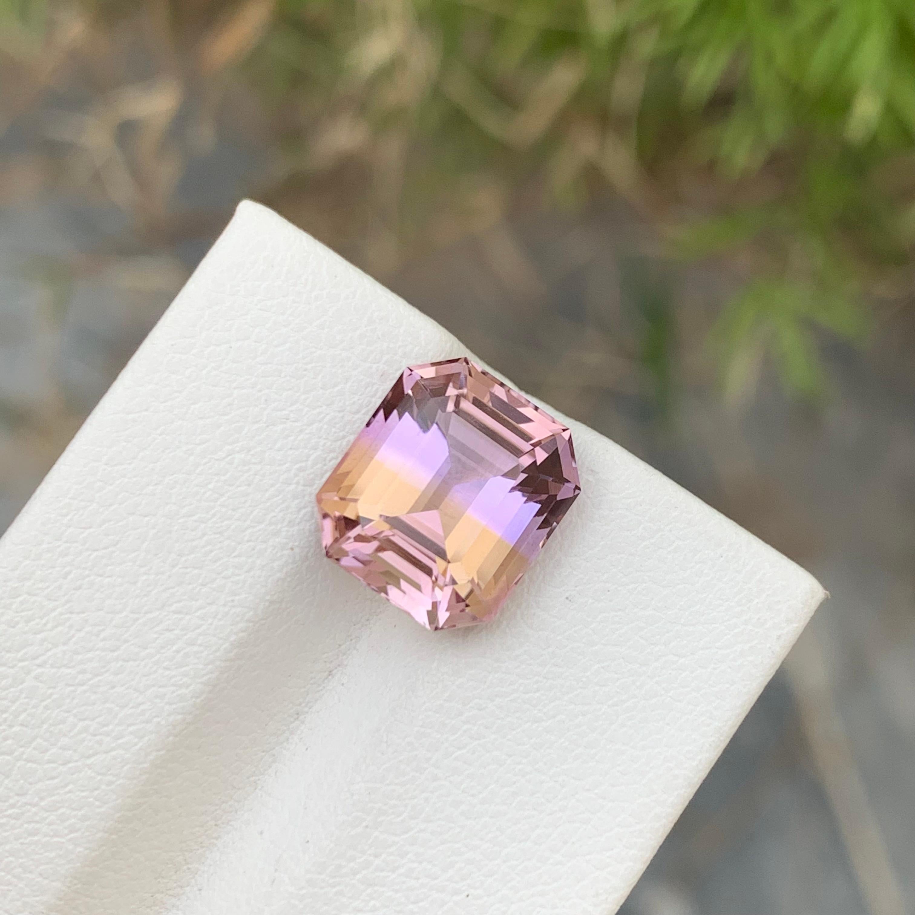 Pretty 5.95 Carat Natural Loose Ametrine Trystine Asscher Shape Gem For Ring For Sale 6