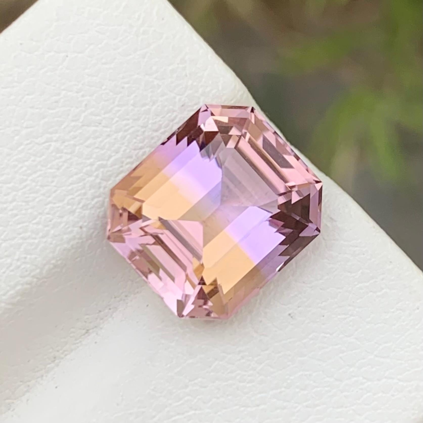 Arts and Crafts Pretty 5.95 Carat Natural Loose Ametrine Trystine Asscher Shape Gem For Ring For Sale
