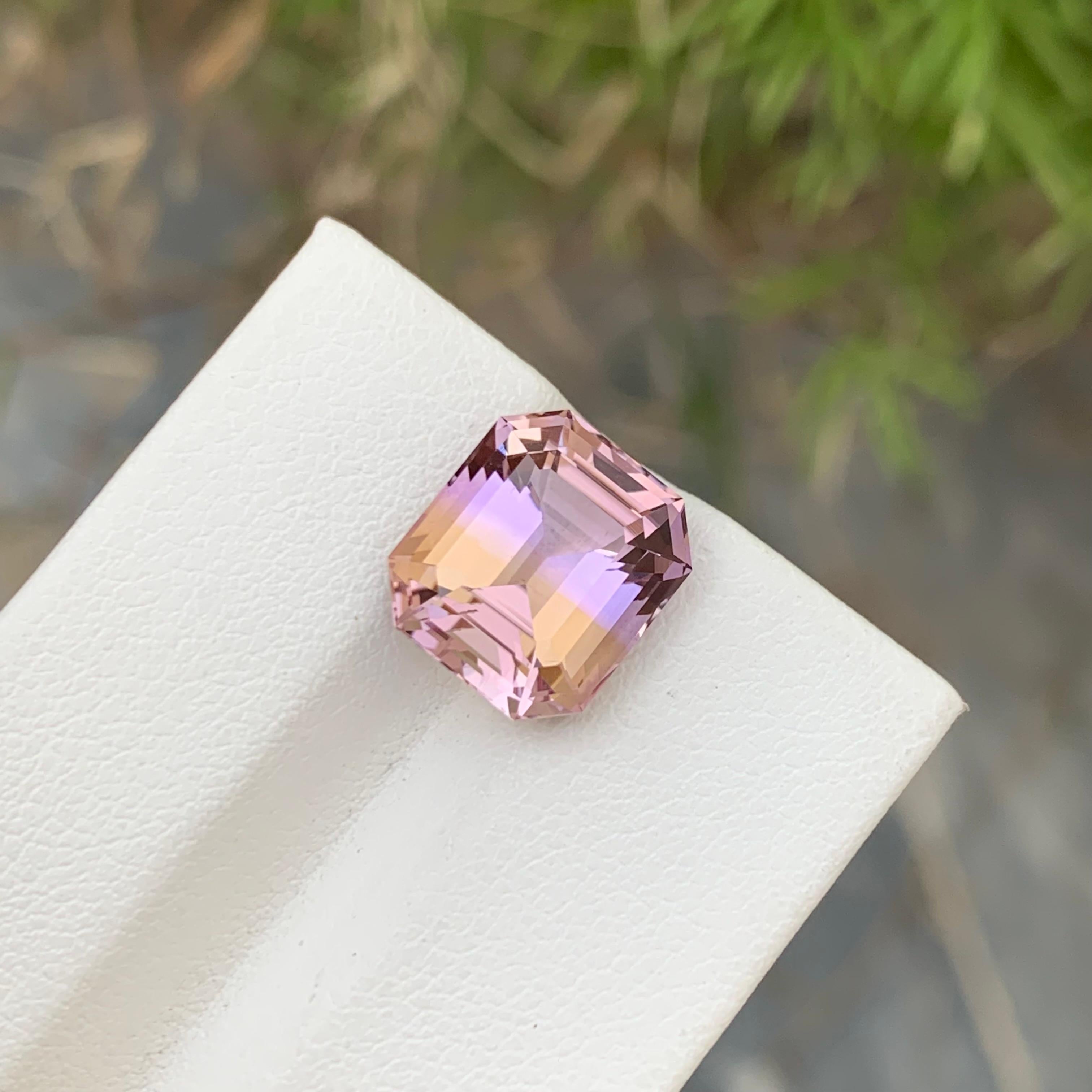 Pretty 5.95 Carat Natural Loose Ametrine Trystine Asscher Shape Gem For Ring For Sale 1