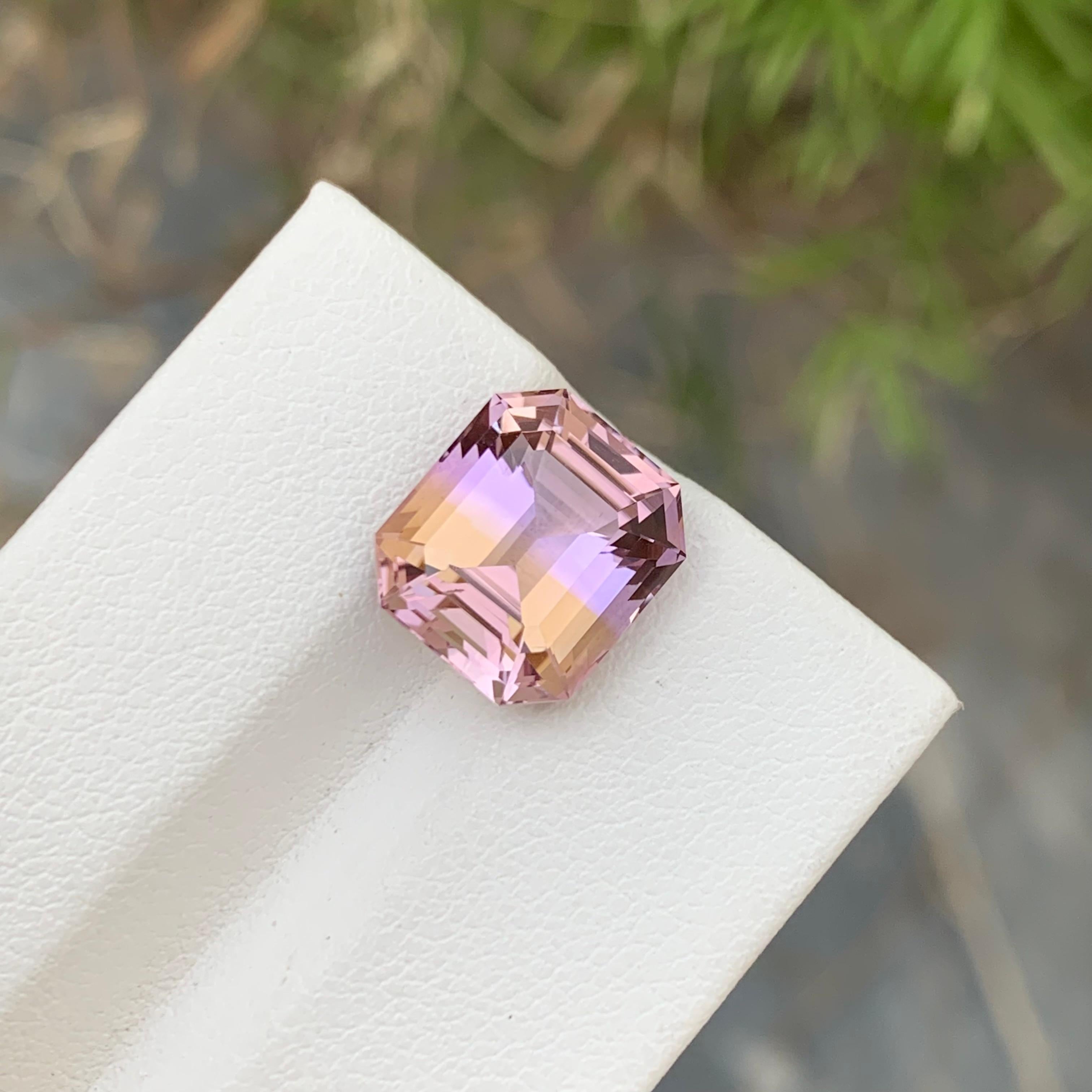 Pretty 5.95 Carat Natural Loose Ametrine Trystine Asscher Shape Gem For Ring For Sale 3