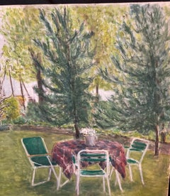 Pretty acrylic painting landscape subject J. Boving, Mâconnais artist - 2Y592