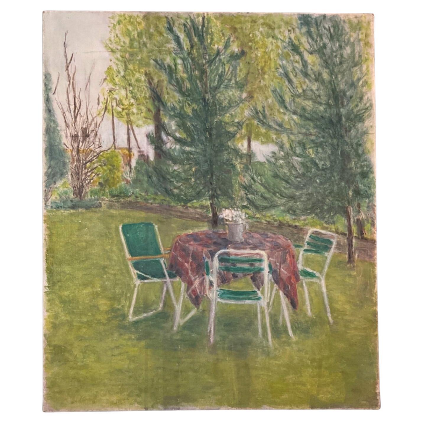 Hübsche Acrylmalerei Landschaft Thema J. Boving, Mâconnais Künstler - 2Y592 im Angebot