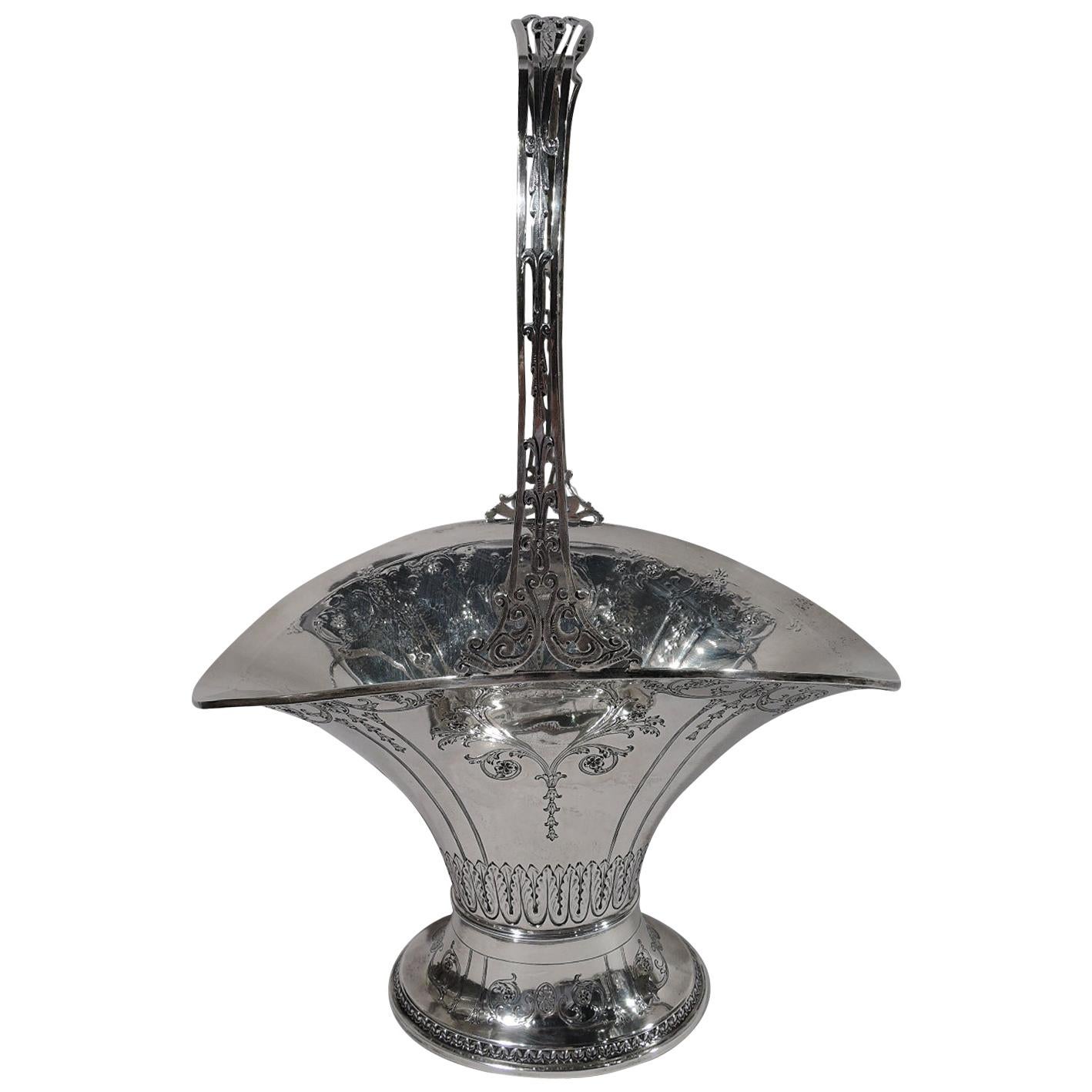 Pretty American Art Nouveau Sterling Silver Bridal Basket by Gorham