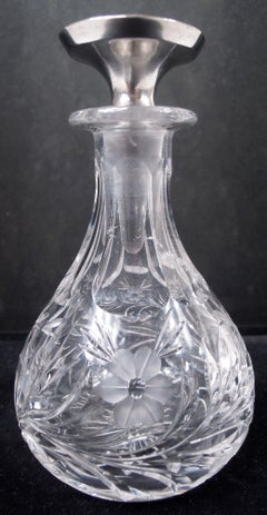 Joli parfum américain édouardien Art Nouveau en cristal et émail rose