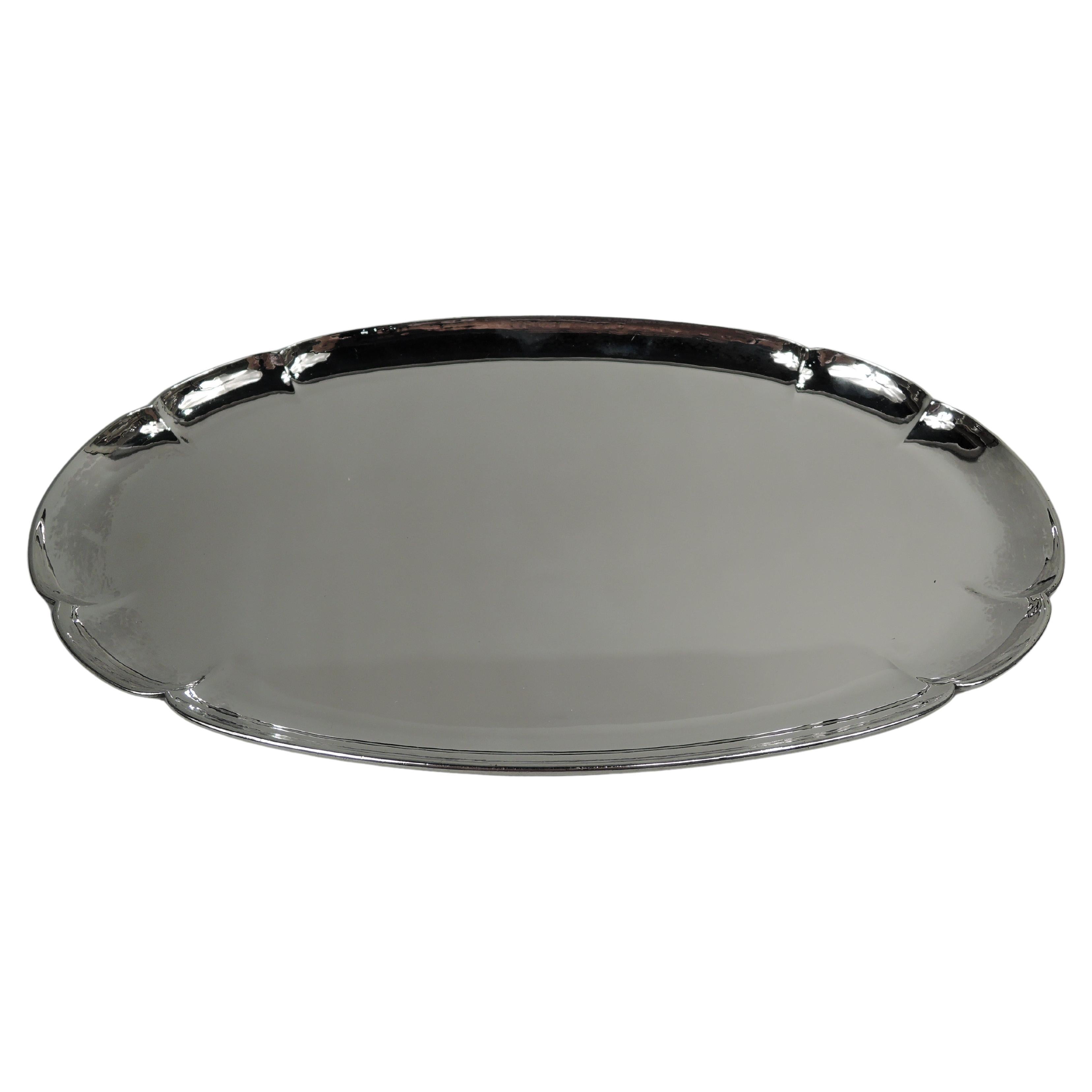 Pretty American Sterling Silver Oval Tray by Kalo in Chicago For Sale