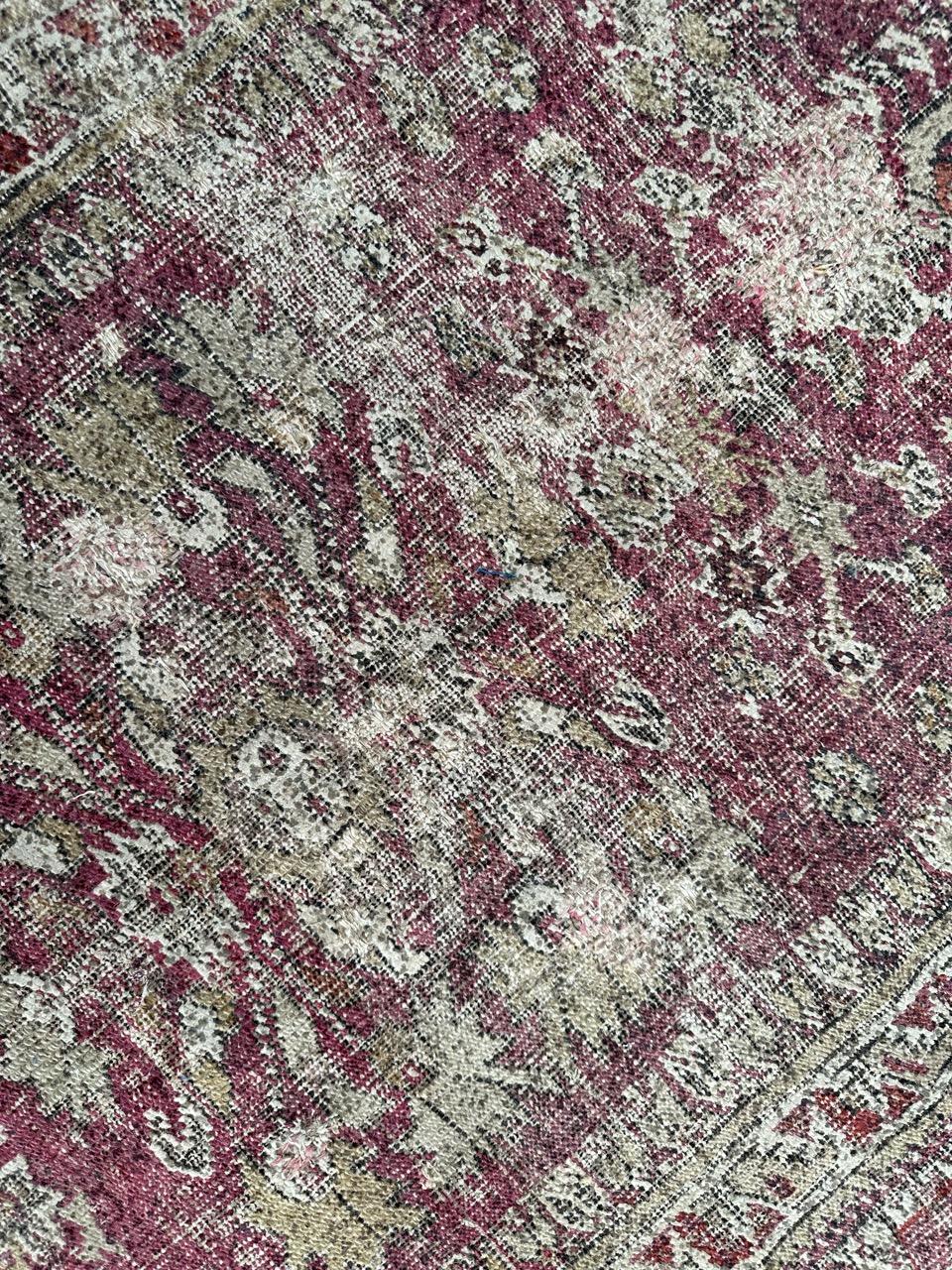 Bobyrug’s Pretty Antique 18th century distressed Turkish Ghyordes rug For Sale 6