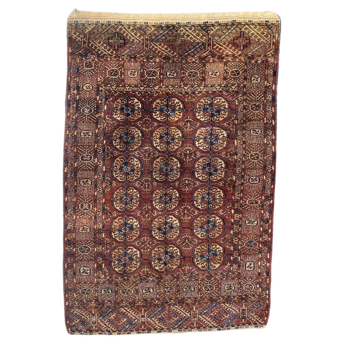 Bobyrug’s Pretty Antique Afghan Bokhara Rug For Sale