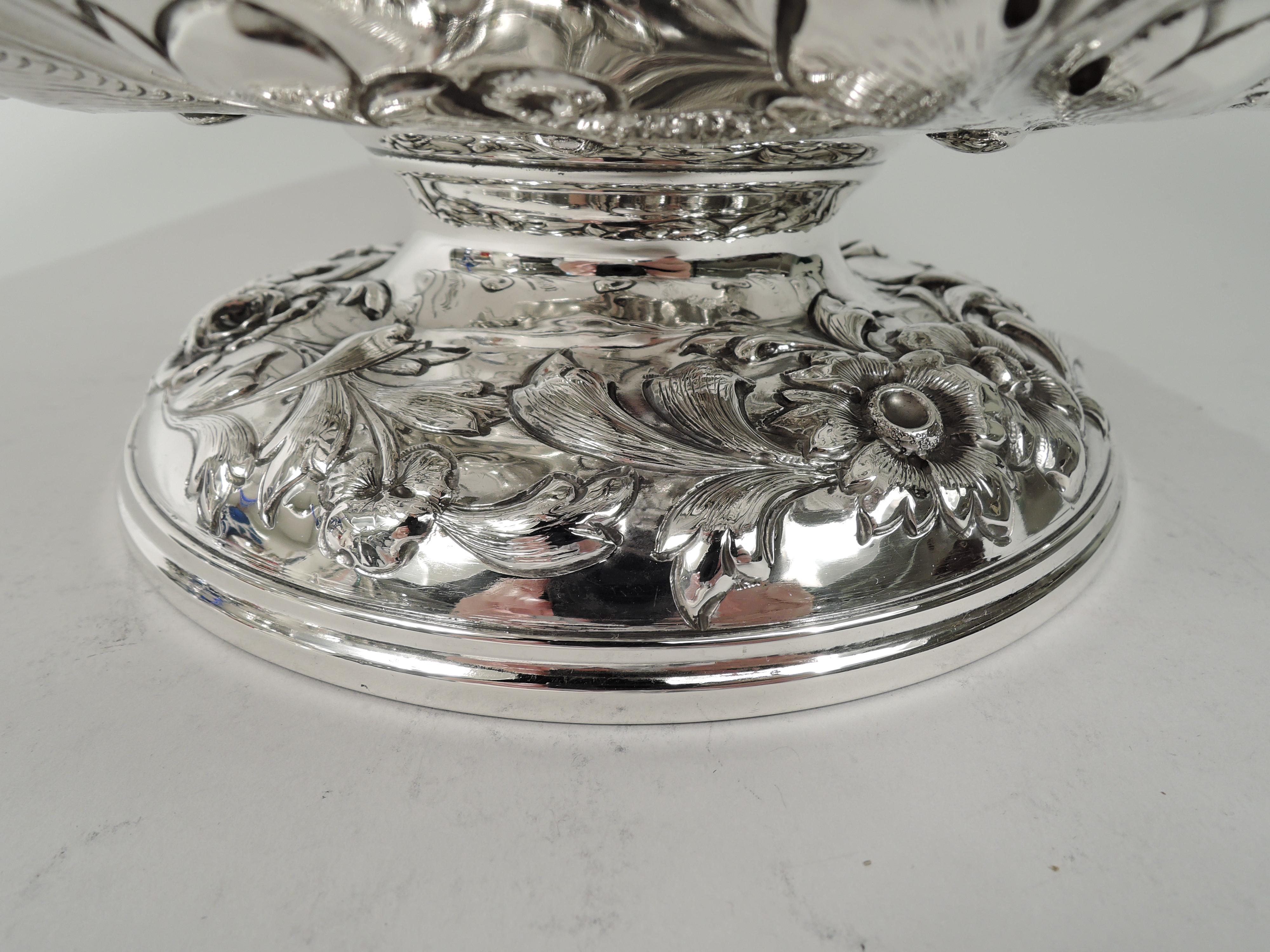 Pretty Antique American Sterling Silver Repousse Centerpiece Bowl 2