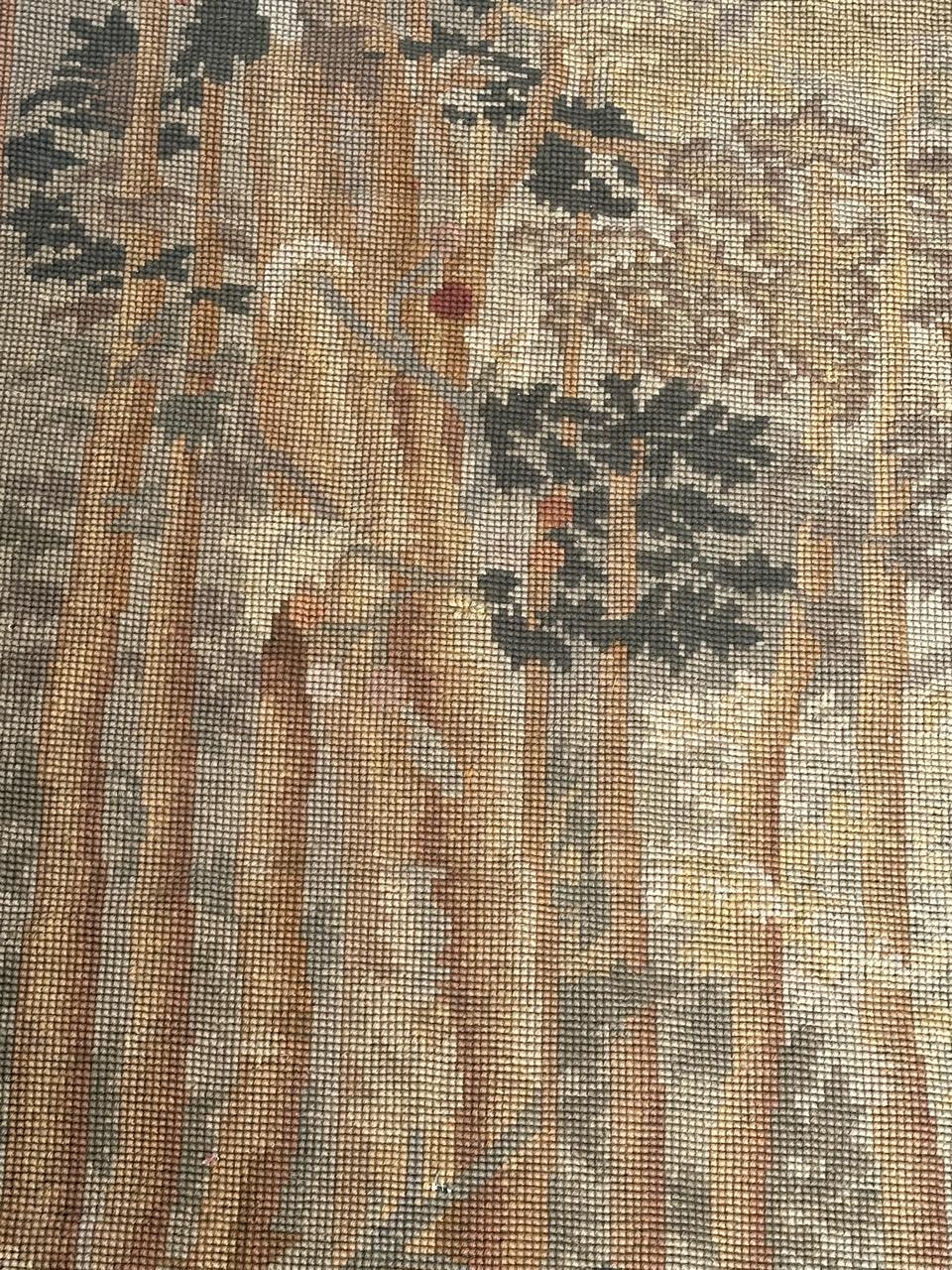Bonito tapiz antiguo Antique French Needlepoint Panel Tapestry siglo XIX en venta