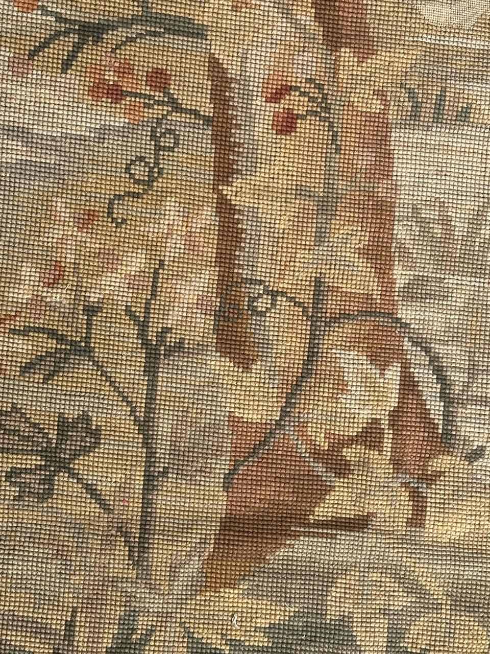 Bonito tapiz antiguo Antique French Needlepoint Panel Tapestry en venta 1