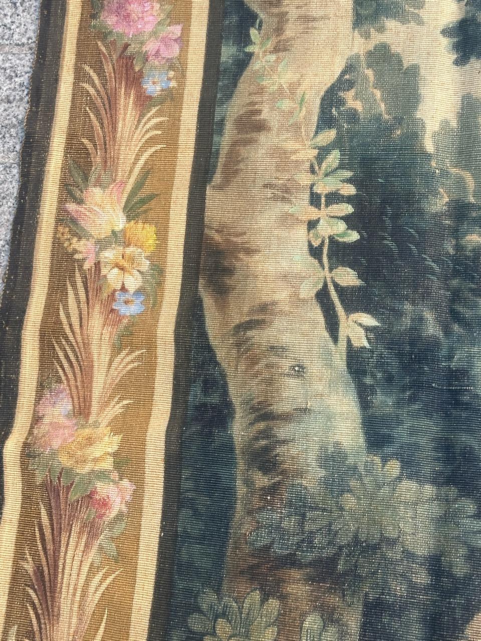 Grazioso pannello antico di arazzo dipinto a mano in cartone Aubusson in vendita 4