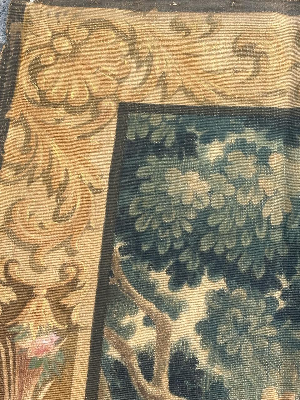 Grazioso pannello antico di arazzo dipinto a mano in cartone Aubusson in vendita 6
