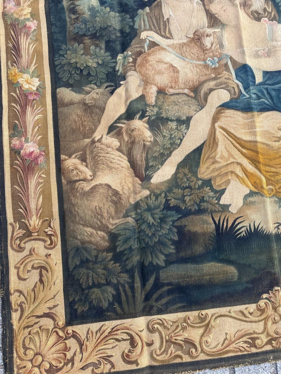 Romantico Grazioso pannello antico di arazzo dipinto a mano in cartone Aubusson in vendita