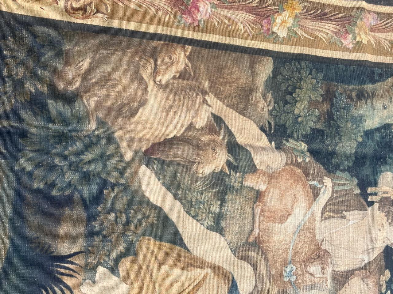 Francese Grazioso pannello antico di arazzo dipinto a mano in cartone Aubusson in vendita