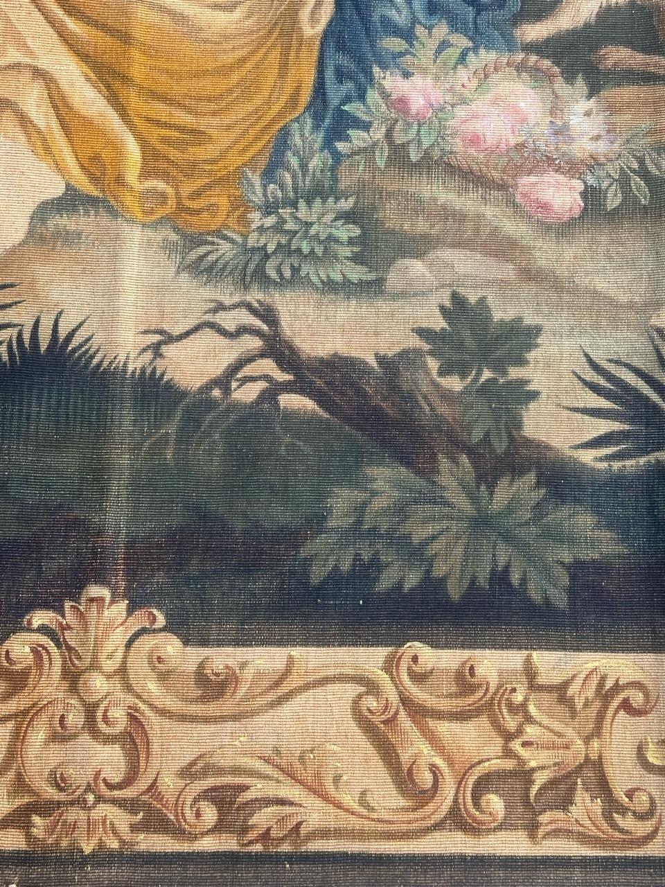 XIX secolo Grazioso pannello antico di arazzo dipinto a mano in cartone Aubusson in vendita