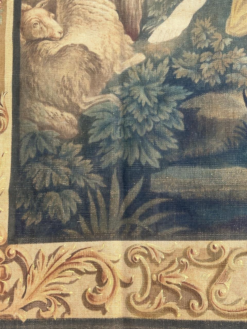 Cotone Grazioso pannello antico di arazzo dipinto a mano in cartone Aubusson in vendita