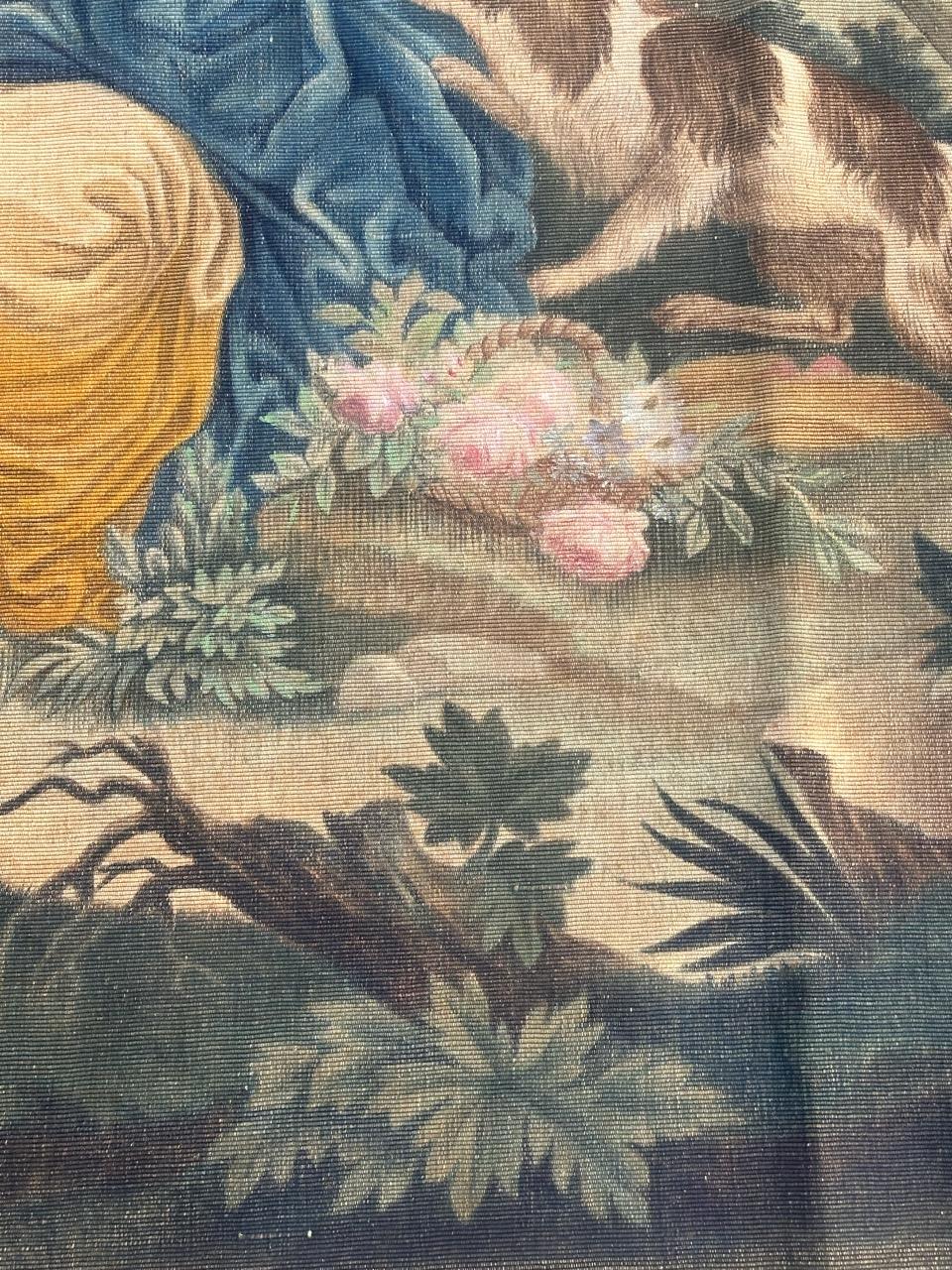 Grazioso pannello antico di arazzo dipinto a mano in cartone Aubusson in vendita 1