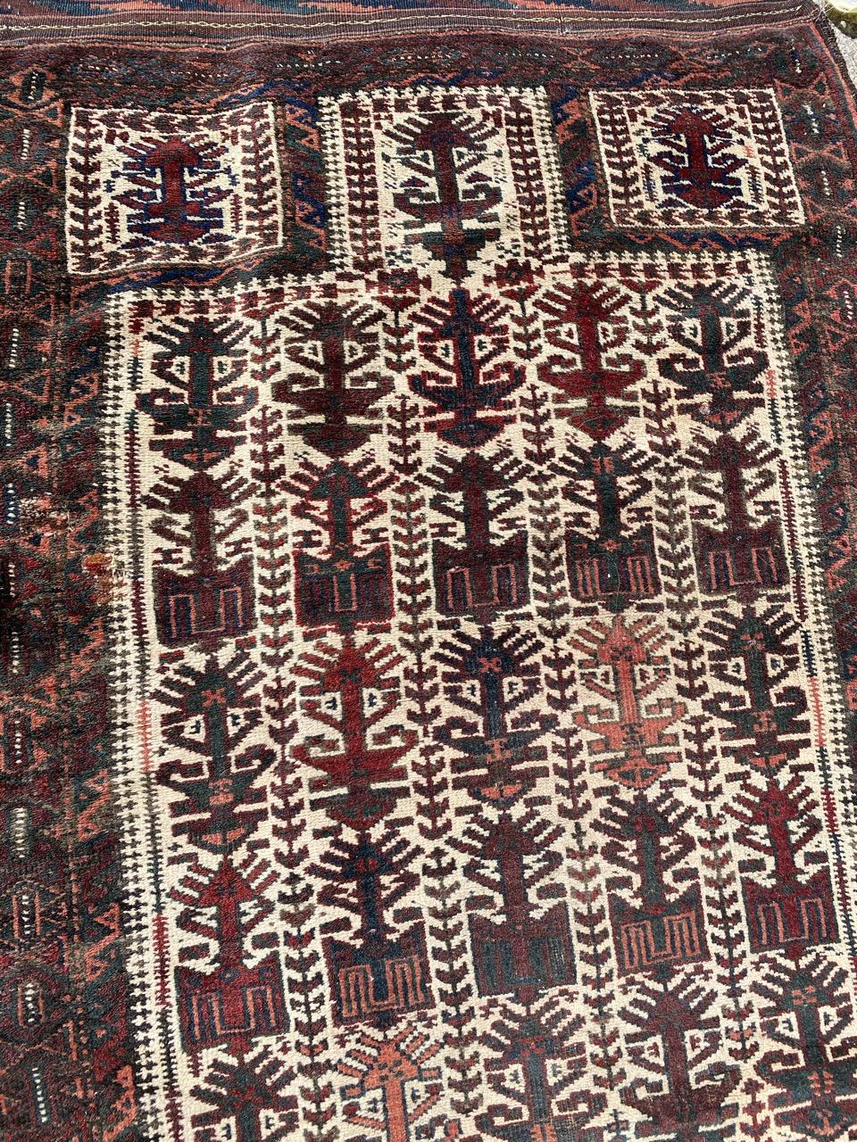 Nice mid century tribal Baluch rug with beautiful tribal design and nice natural colors, entirely and finely hand knotted with wool velvet on wool foundation.

✨✨✨
