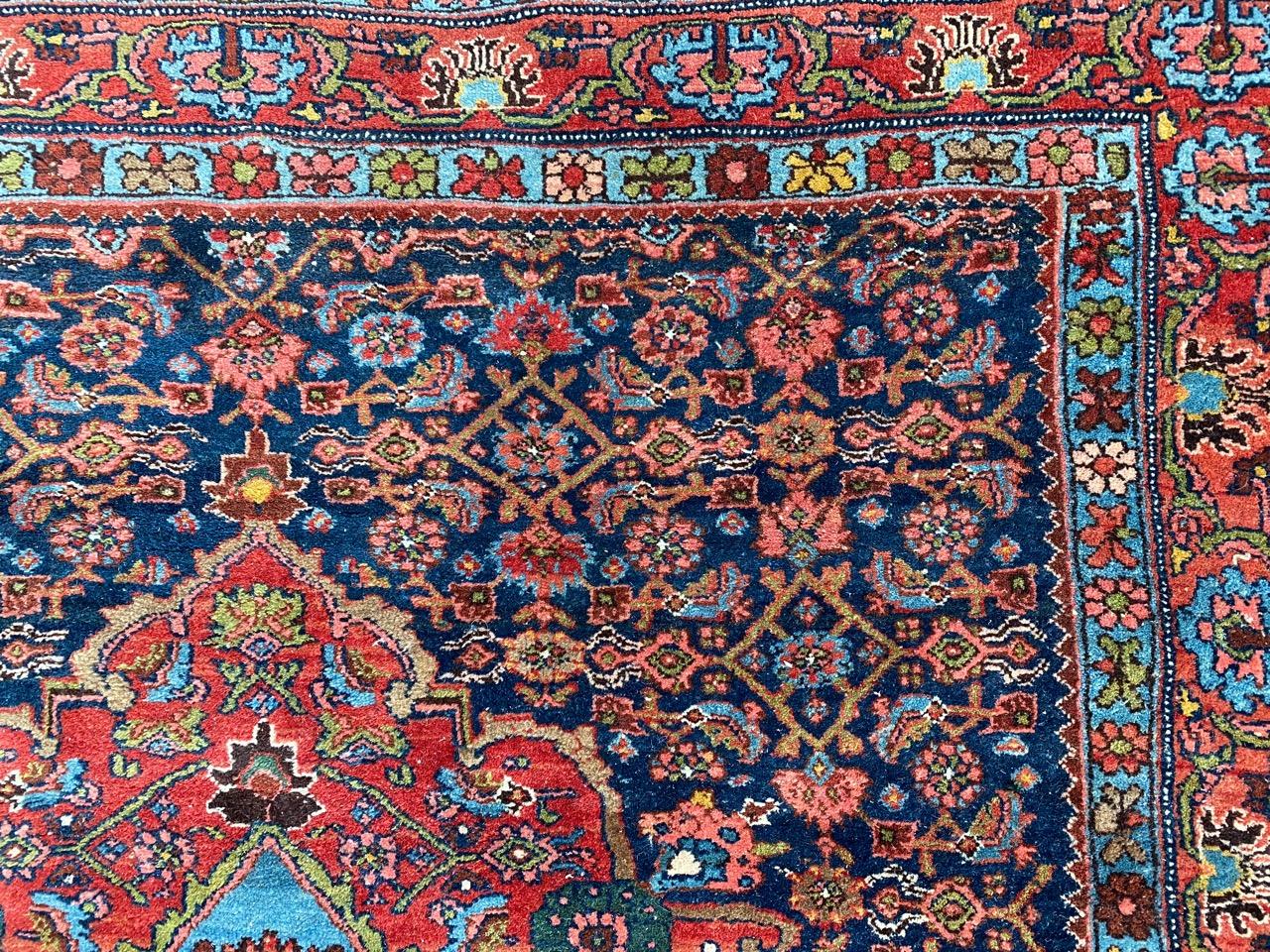 Bonita alfombra antigua Bijar siglo XIX en venta