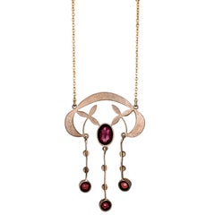 Pretty Antique Bohemian Garnet and Gilt Victorian Necklace