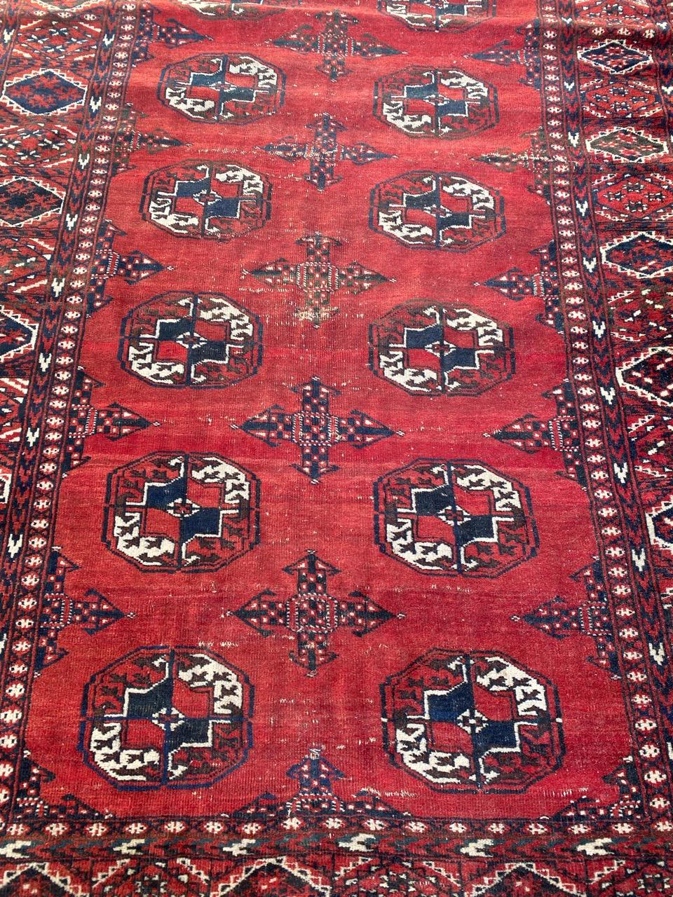 Schöner turkmenischer afghanischer Teppich mit schönem Bokhara-Muster und schönen natürlichen Farben, komplett handgeknüpft mit Wollsamt auf Wollfond.

✨✨✨
