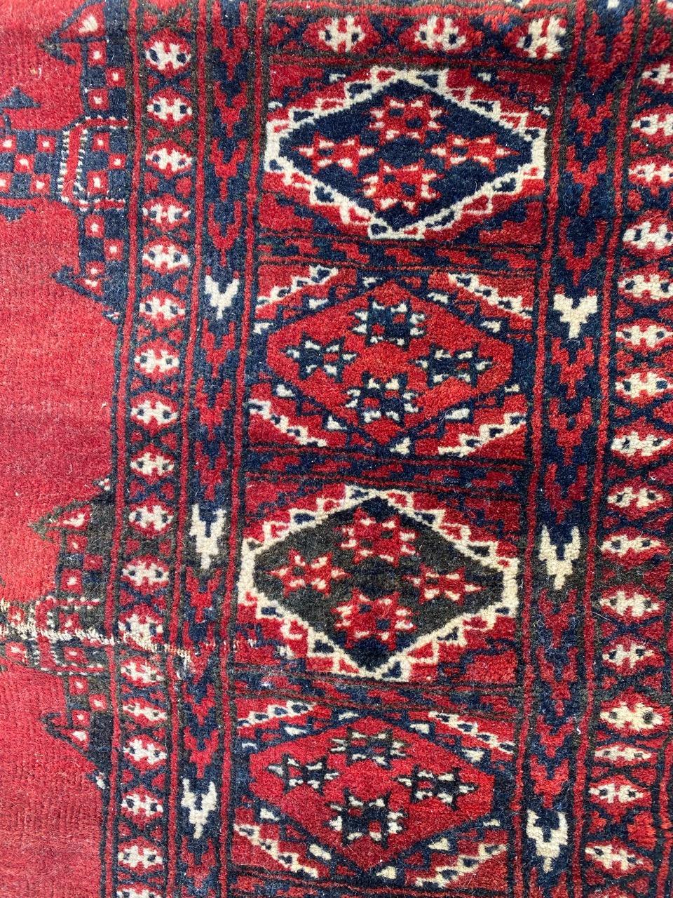 Wool Bobyrug’s Pretty Antique Bokhara Afghan Rug For Sale